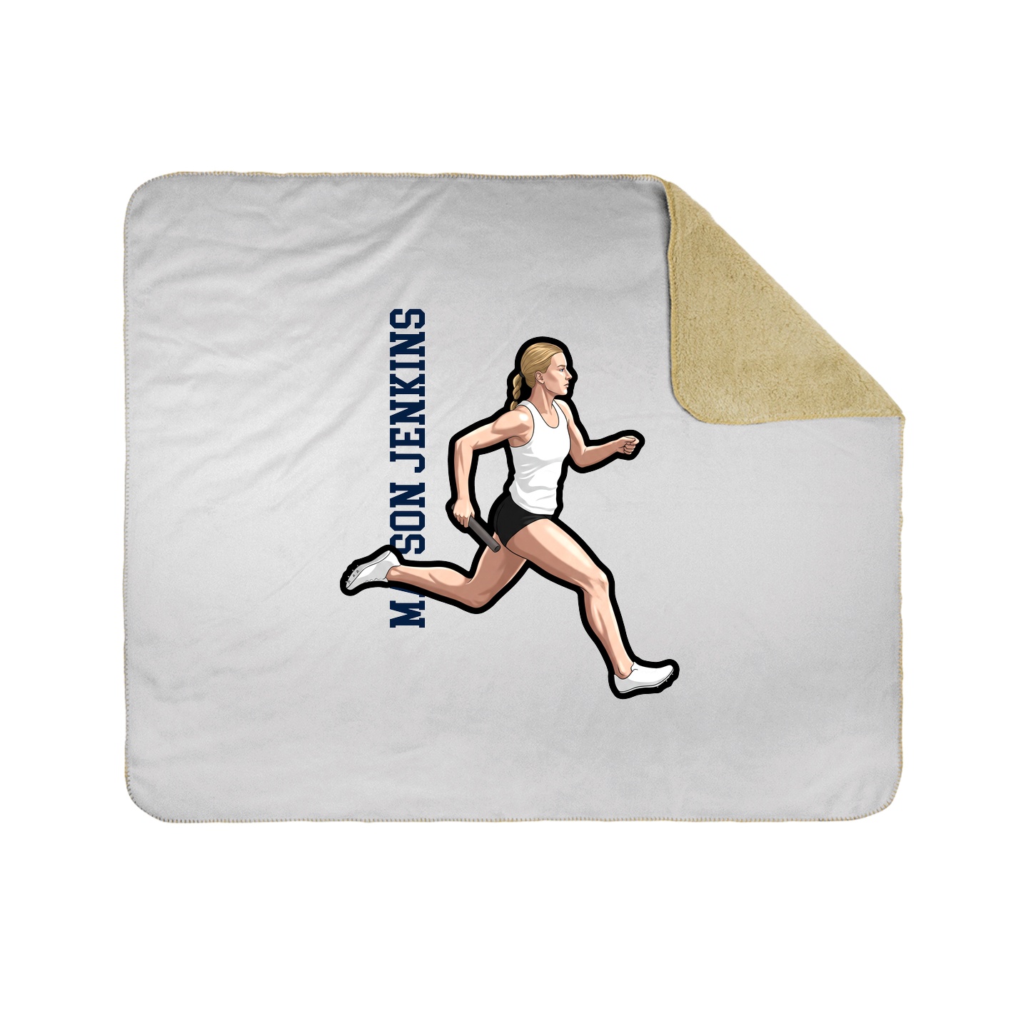 Throw Blanket — Name Vertical in White