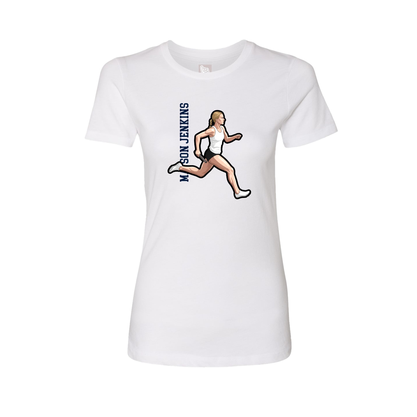 Fitted Women's Tee — Name Vertical in White
