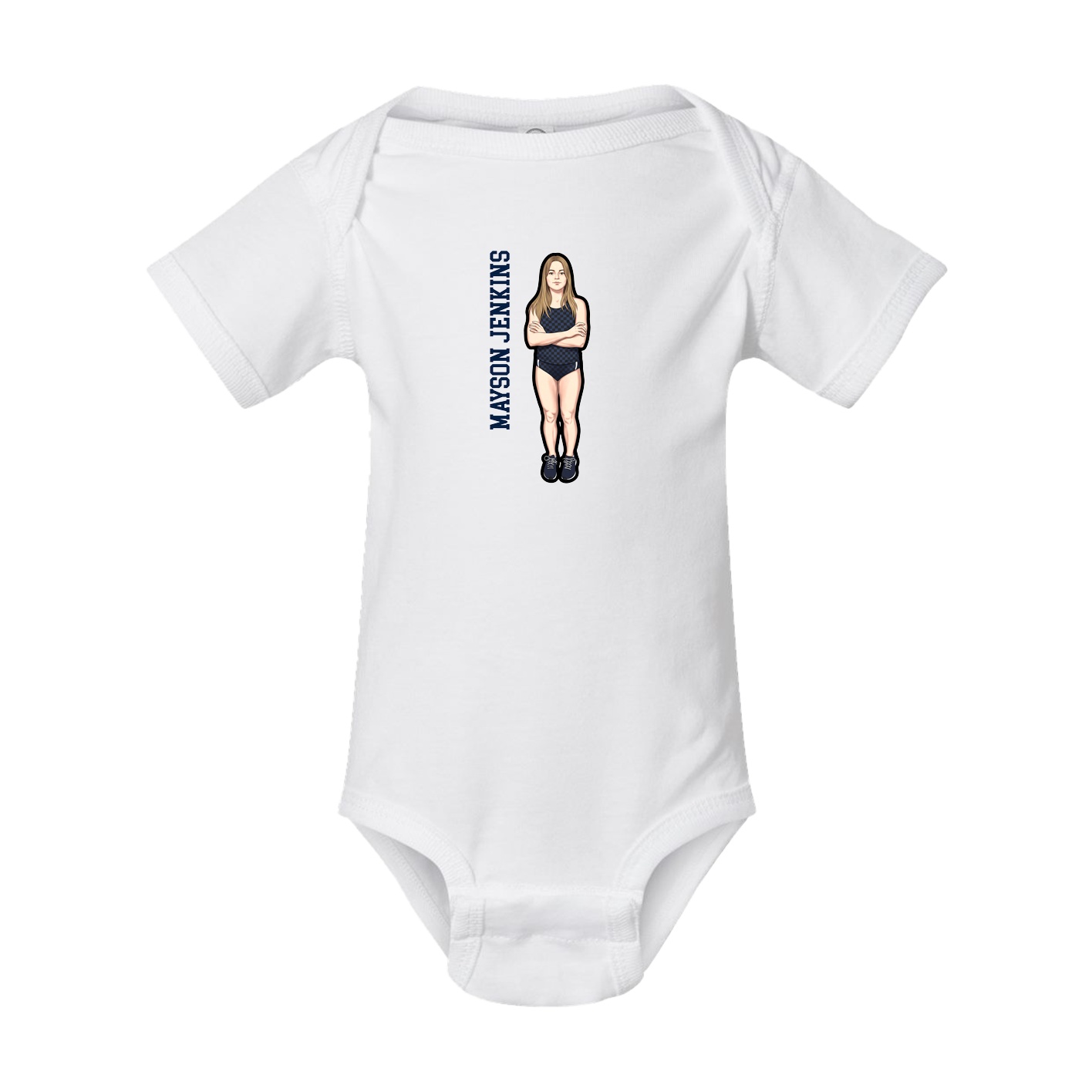 Baby Onesie — Name Vertical in White