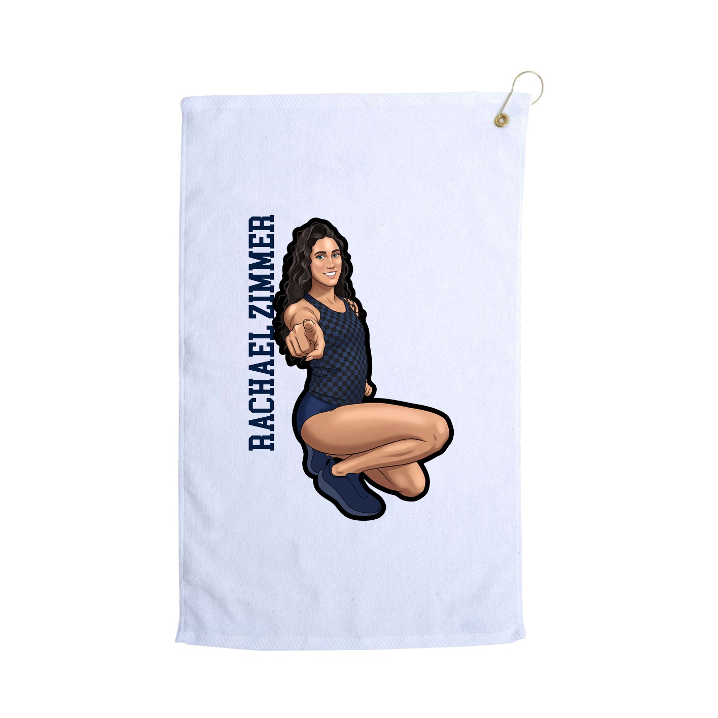 Golf Towel — Name Vertical in White