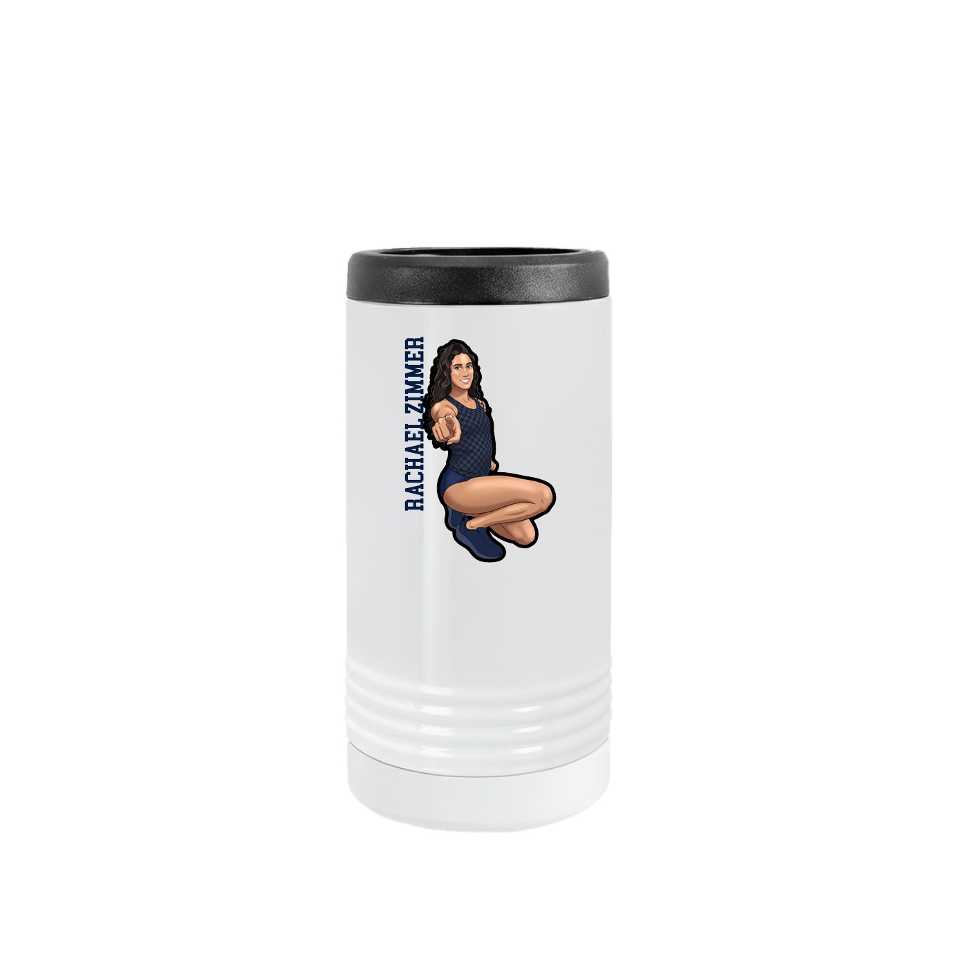 Slim Beverage Holder — Name Vertical in White