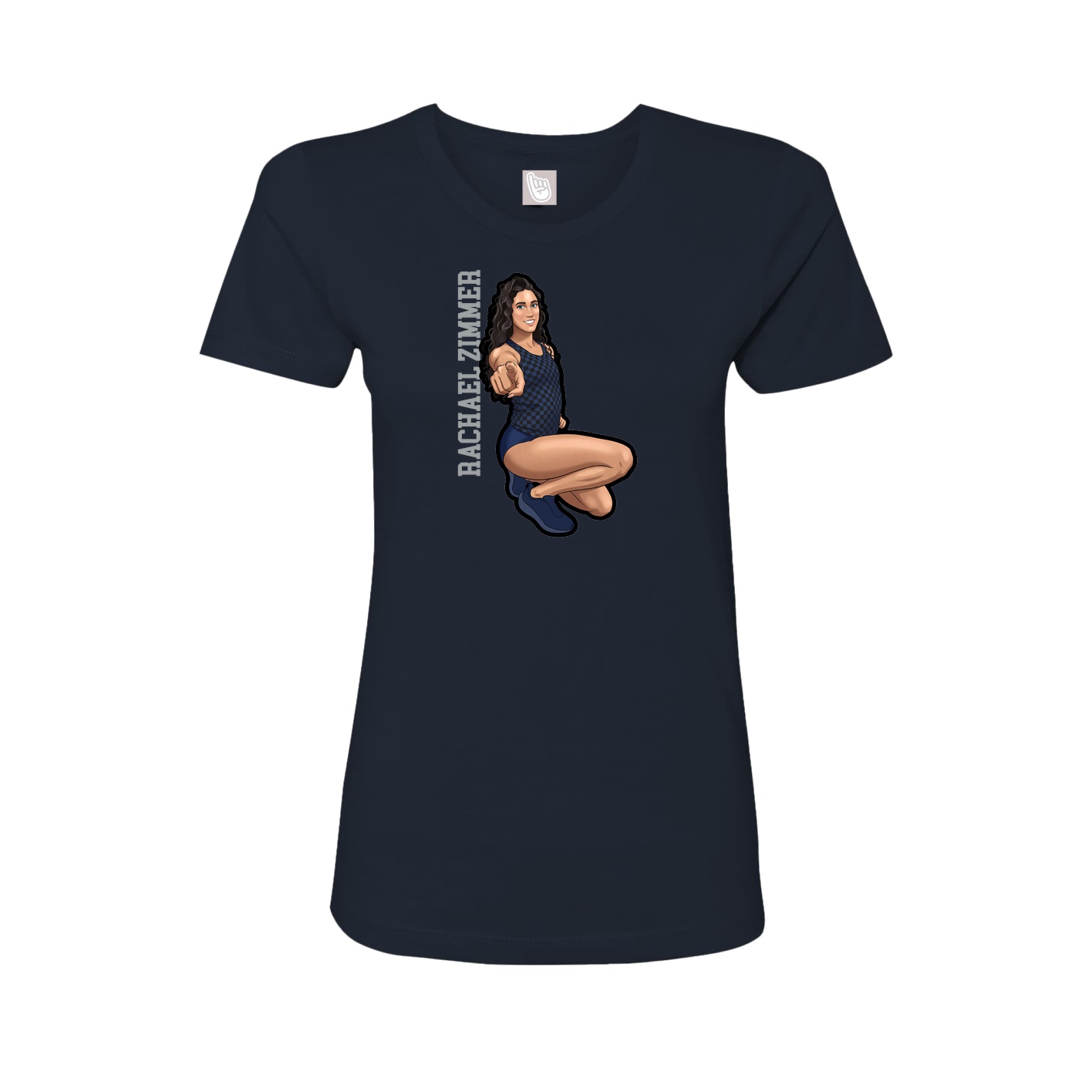 Fitted Women's Tee — Name Vertical in Navy