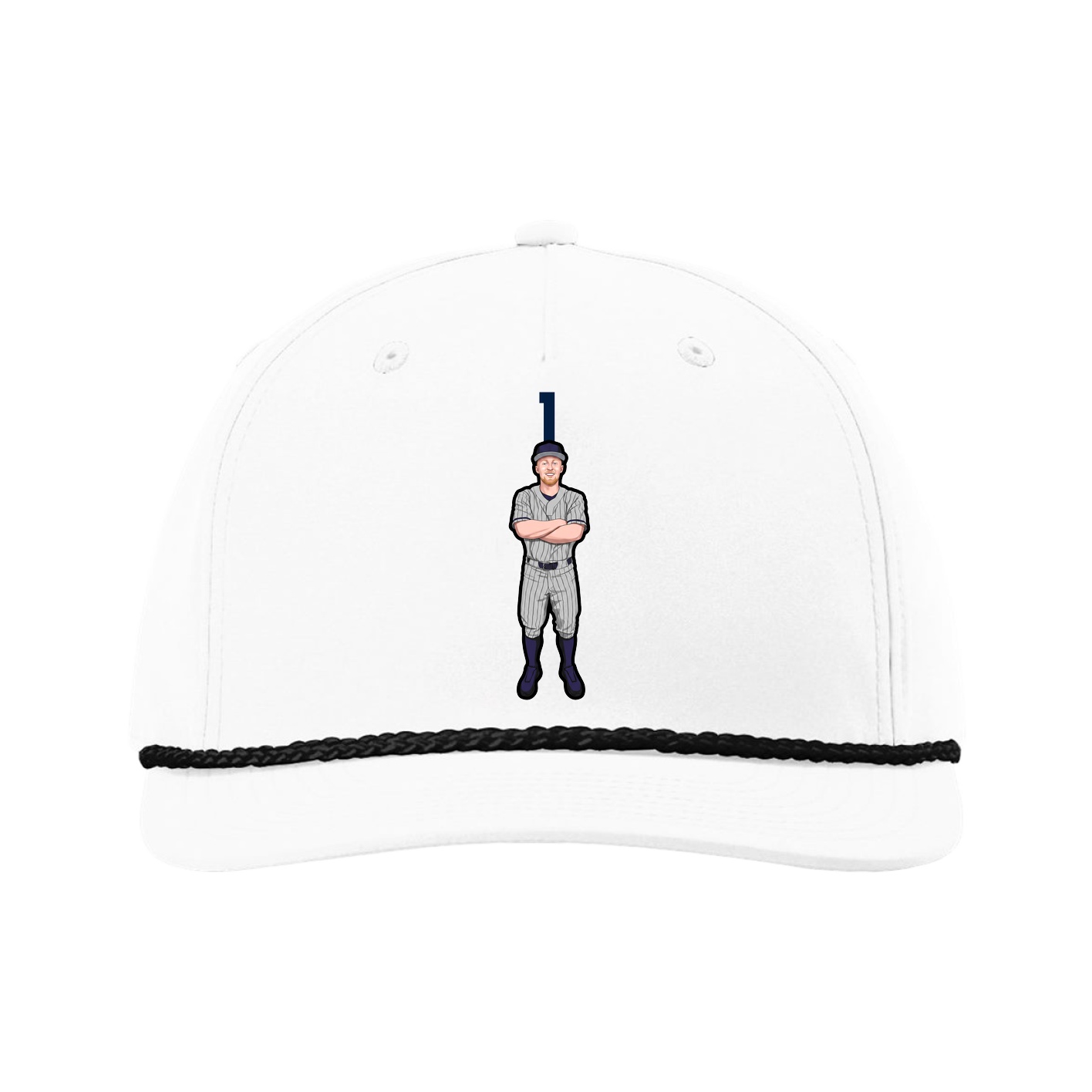 Five-Panel Classic Rope Cap — Number Top in White