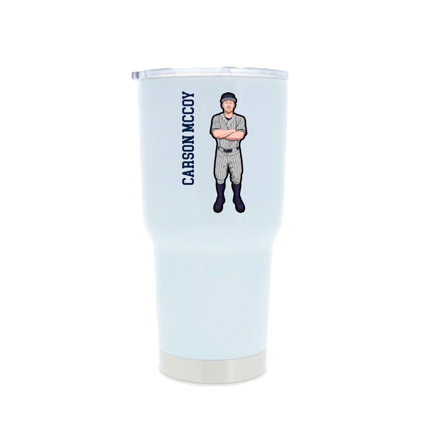 30oz Stainless Steel Tumbler — Name Vertical in White