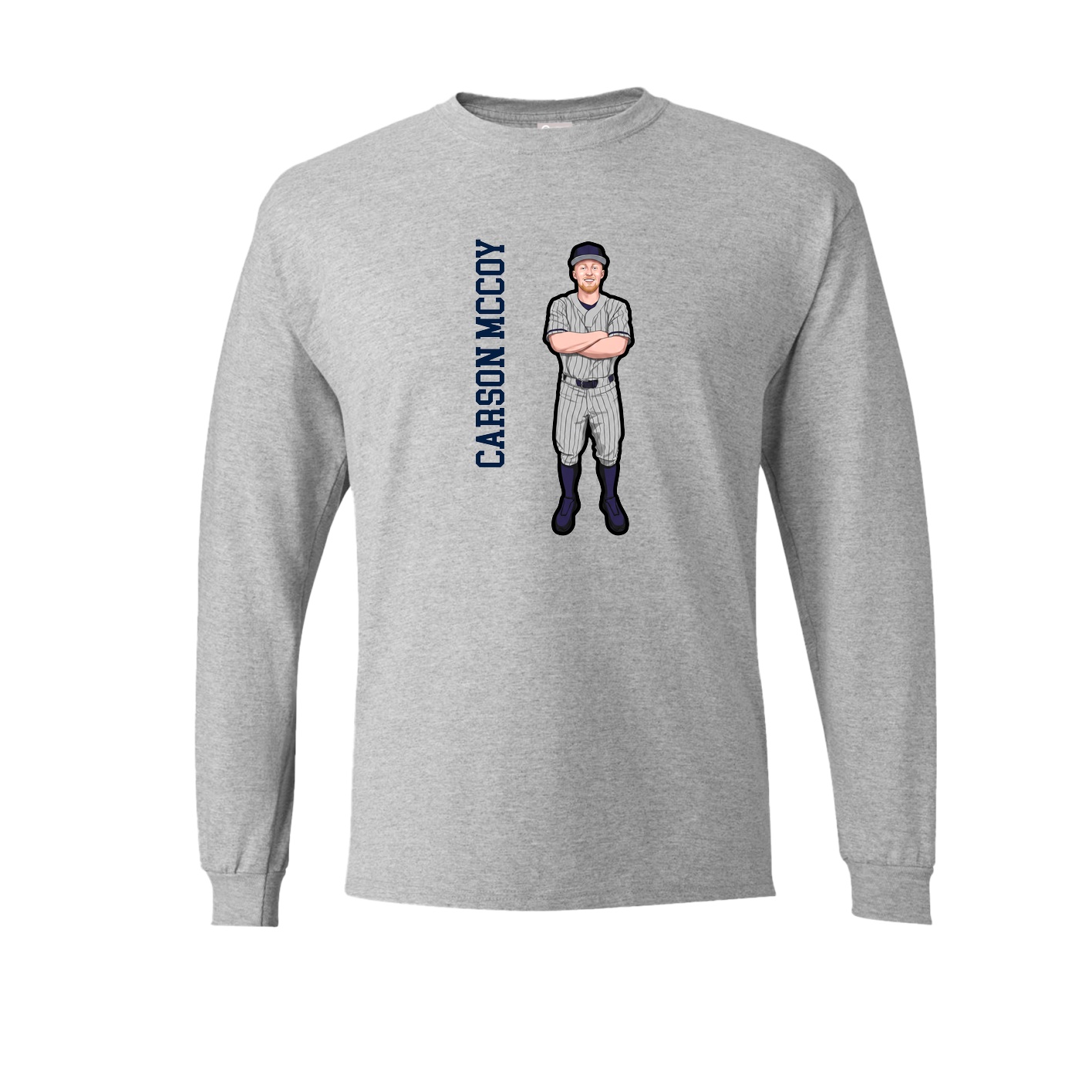 Long Sleeve Tee — Name Vertical in Grey