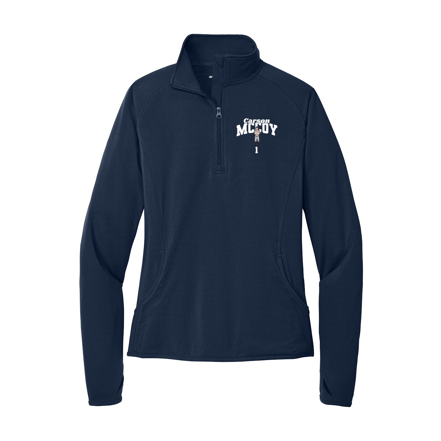 Women's Q-Zip Pullover — Signature Arch in Navy