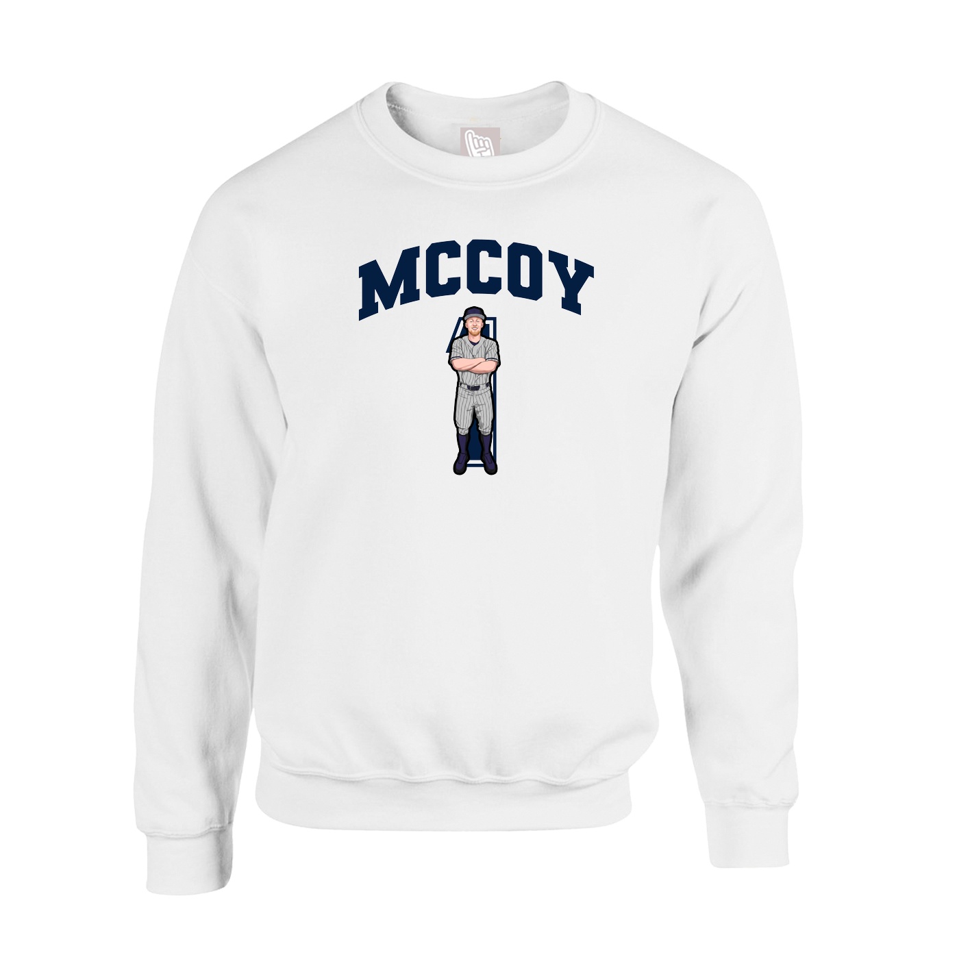 Fleece Crew — Number in White