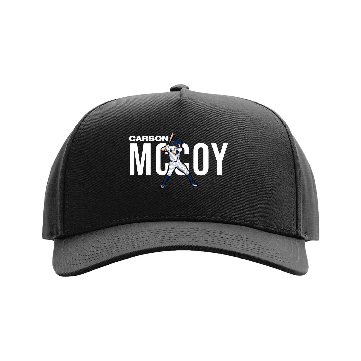 Full Fabric Five-Panel Champ Cap — Player Name in Black