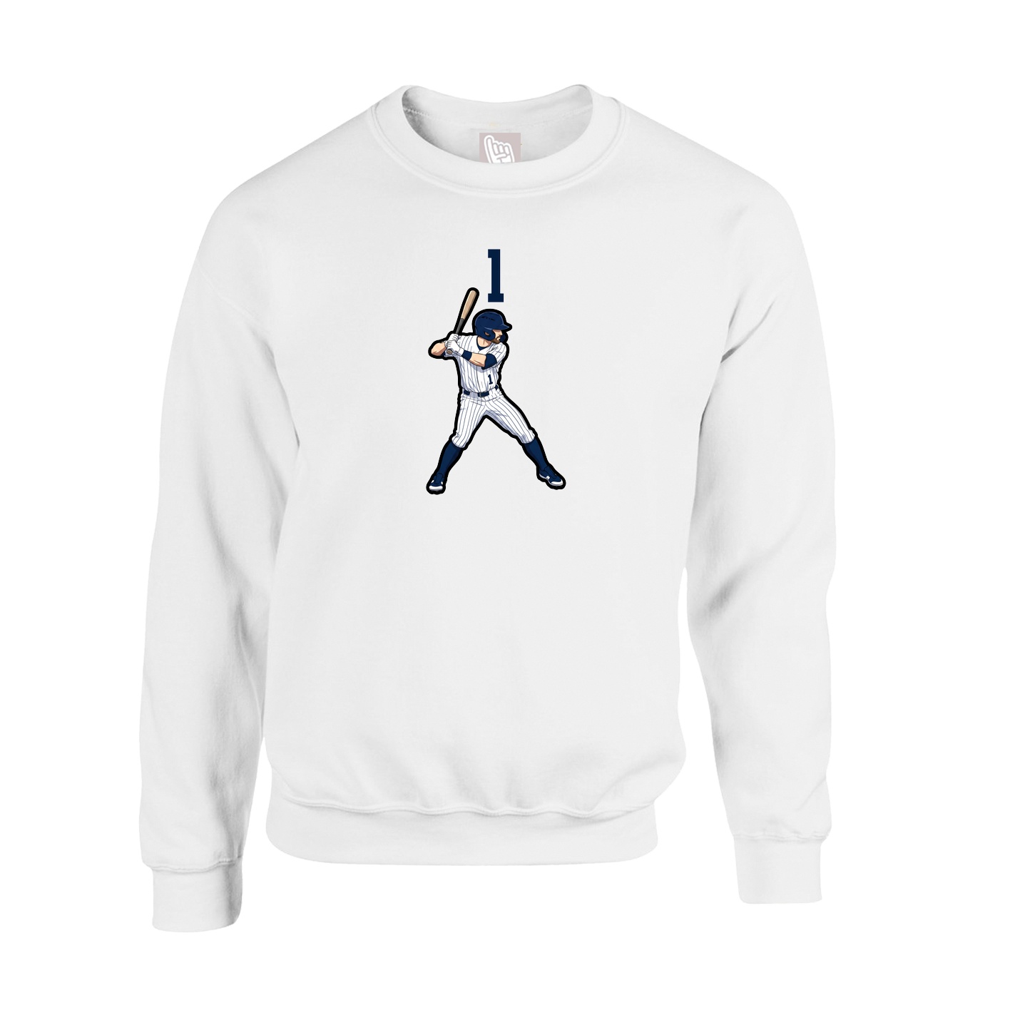 Fleece Crew — Number Top in White
