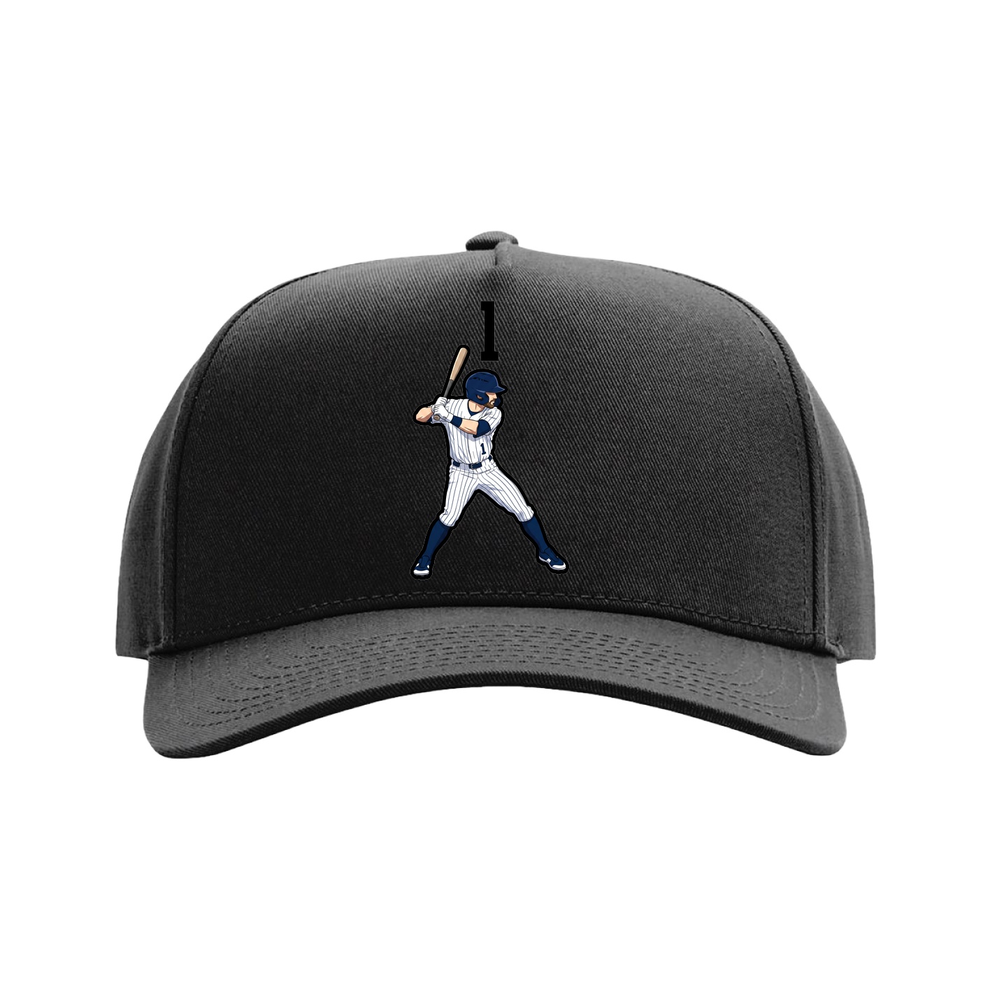 Full Fabric Five-Panel Champ Cap — Number Top in Black