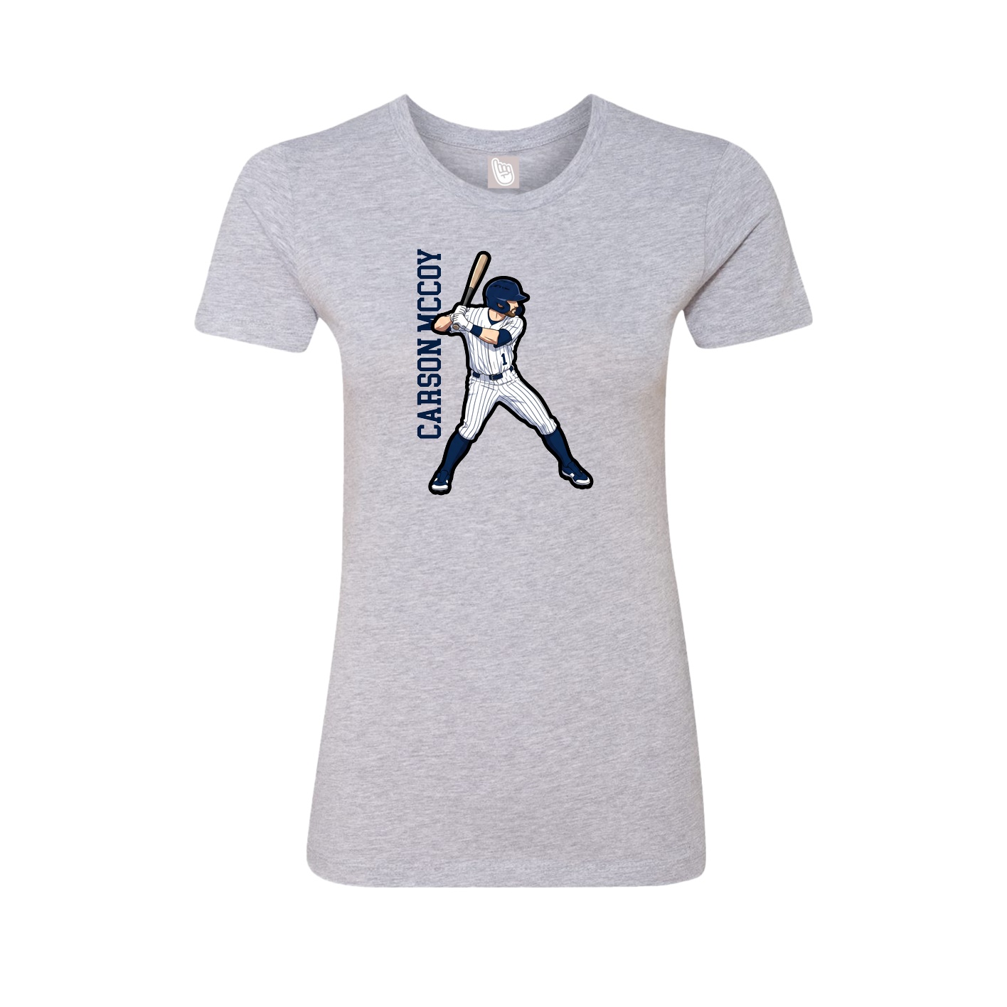 Fitted Women's Tee — Name Vertical in Grey