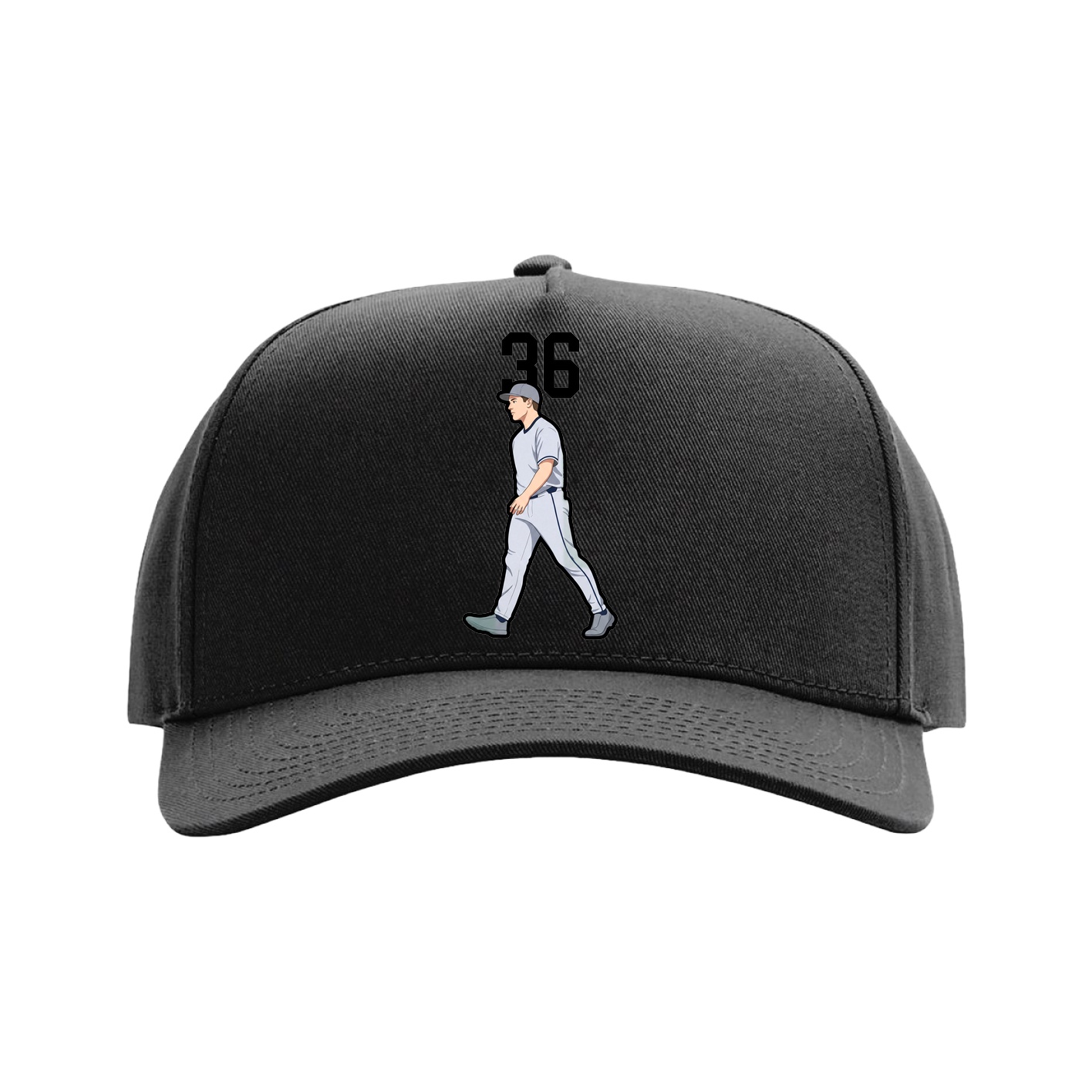 Full Fabric Five-Panel Champ Cap — Number Top in Black