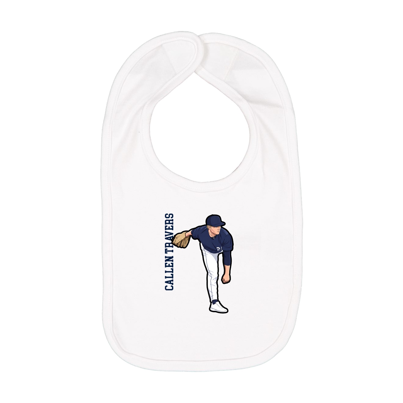 Infant Bib — Name Vertical in White