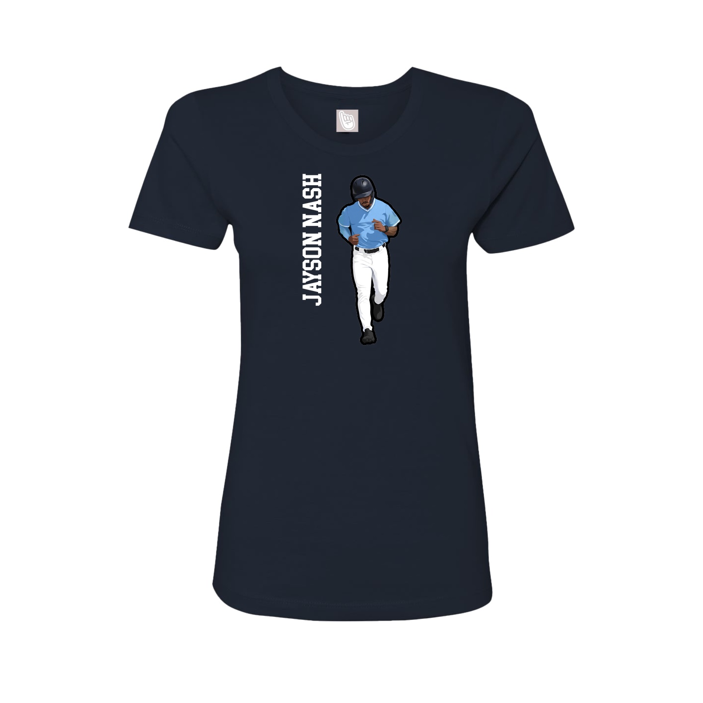 Fitted Women's Tee — Name Vertical in Navy