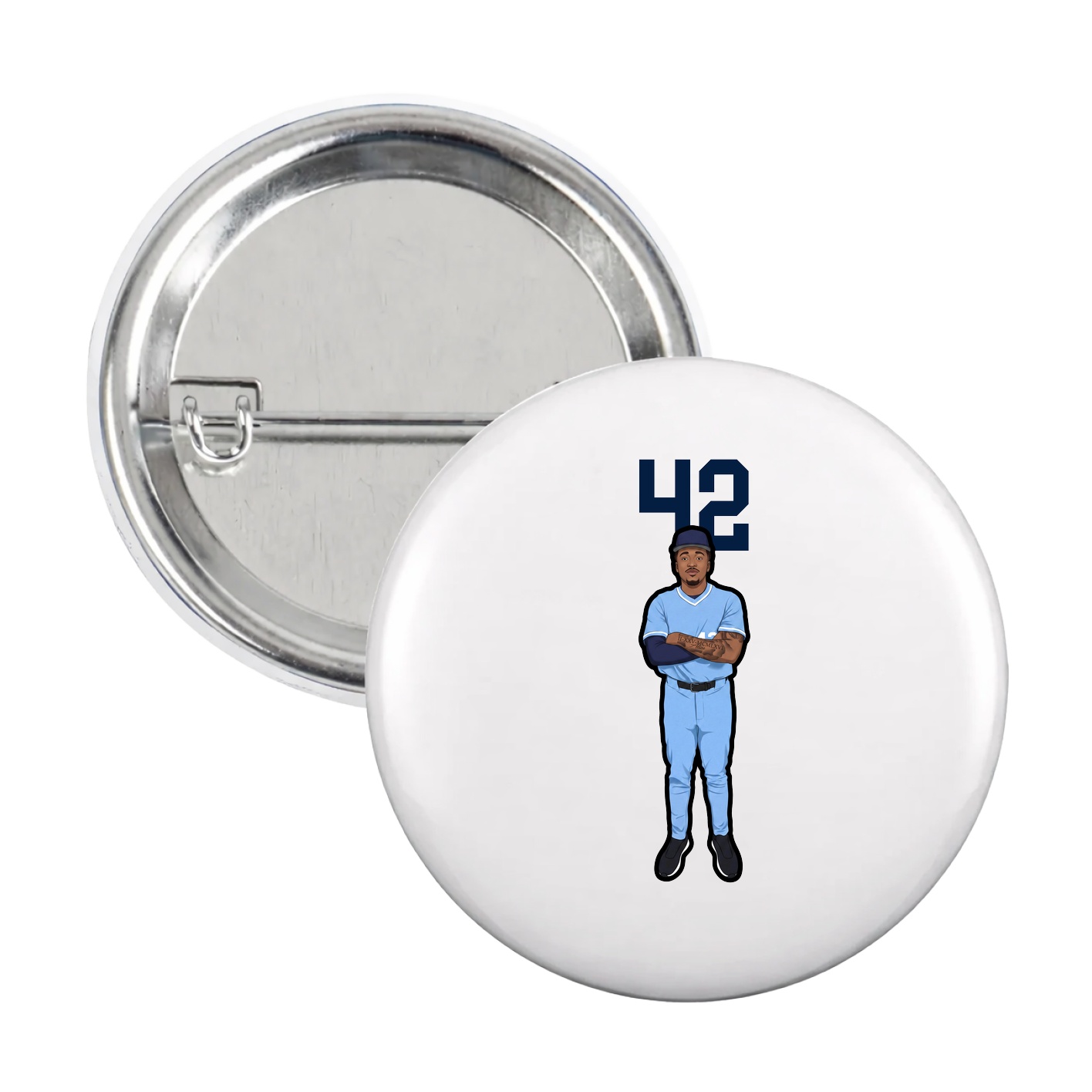 Game Day Button — Number Top in White