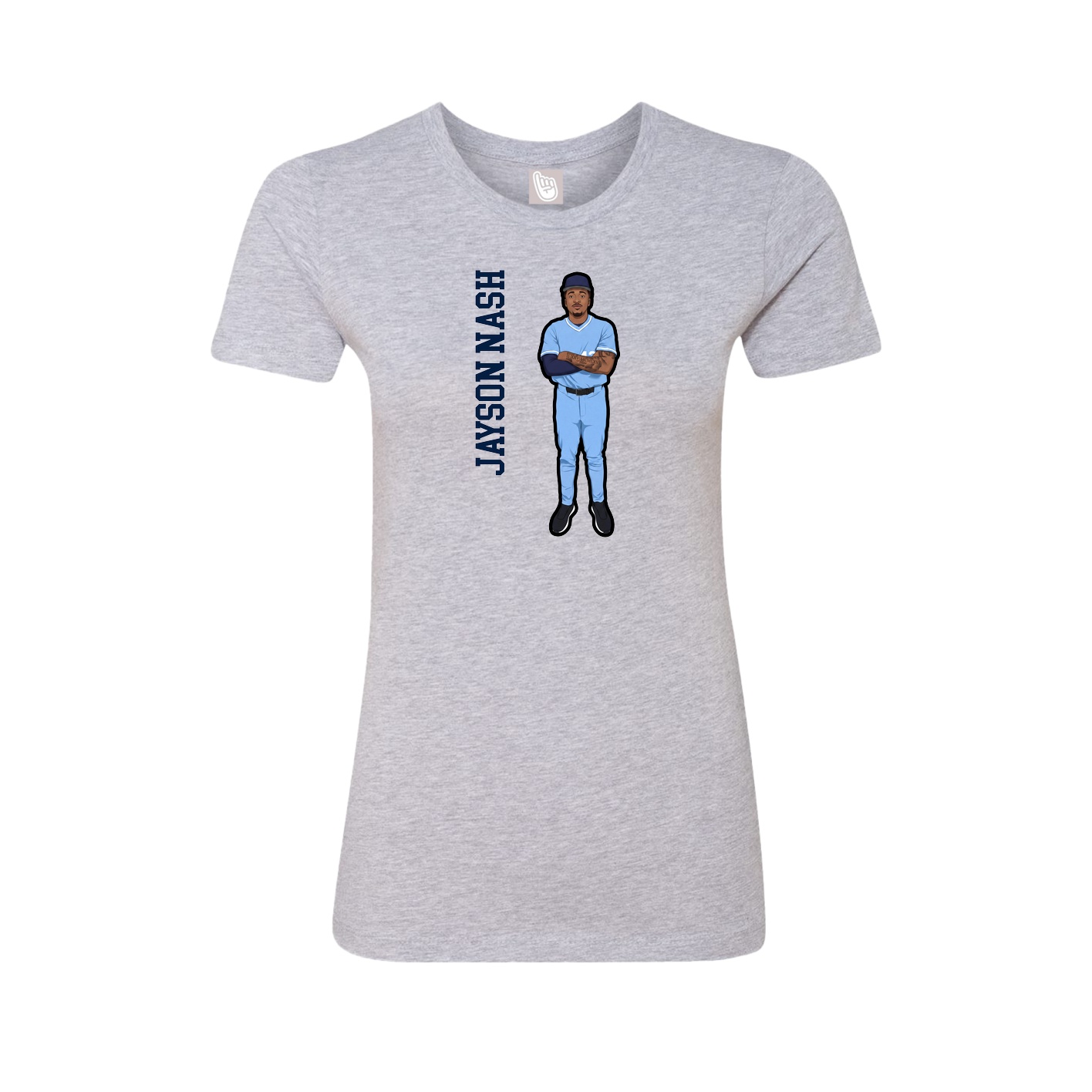 Fitted Women's Tee — Name Vertical in Grey