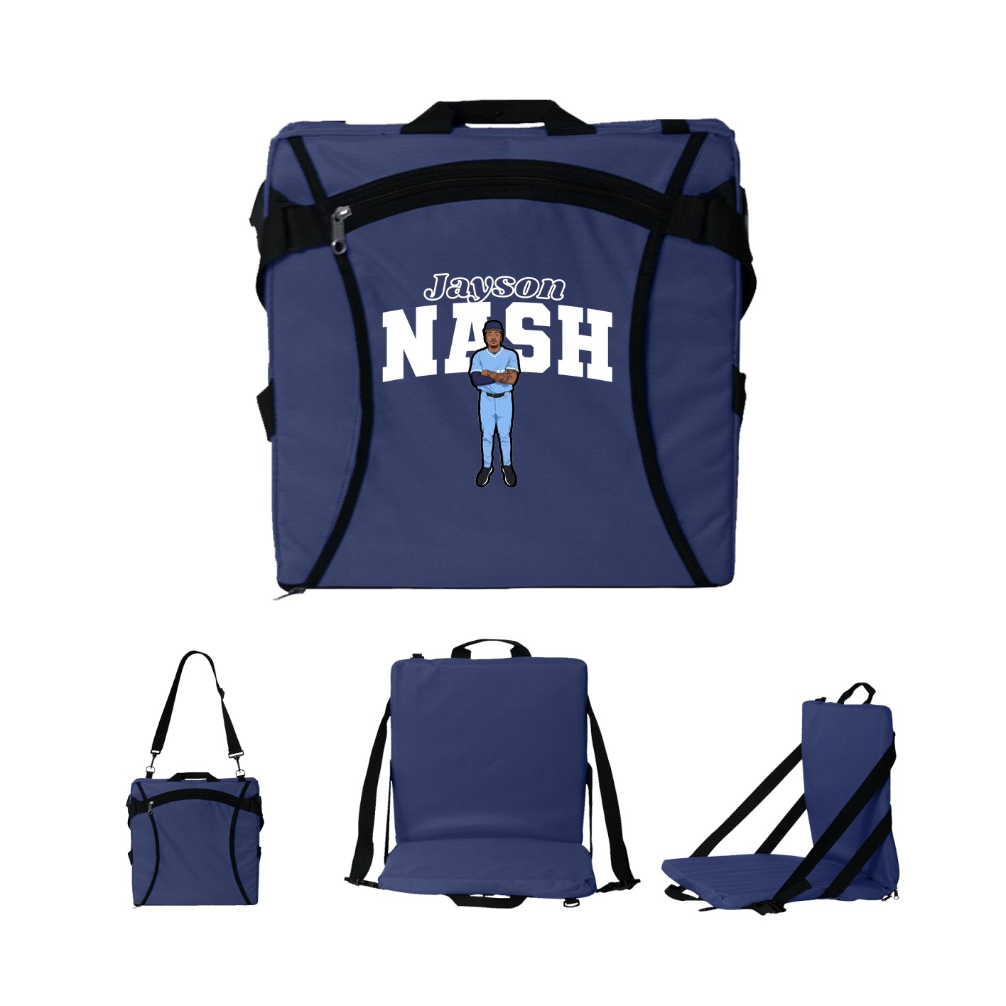 Folding Stadium Seat — Name Arch in Navy