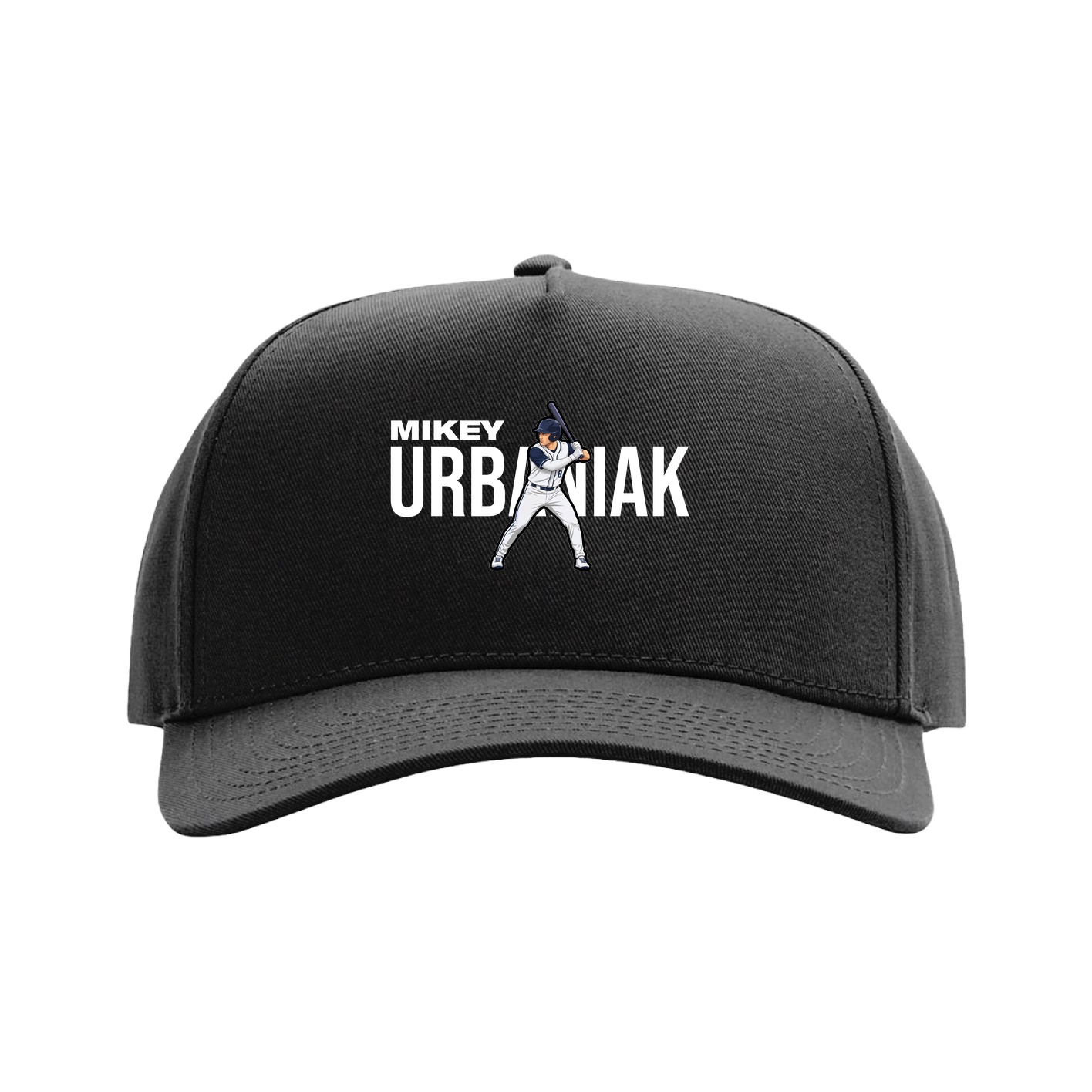 Full Fabric Five-Panel Champ Cap — Player Name in Black