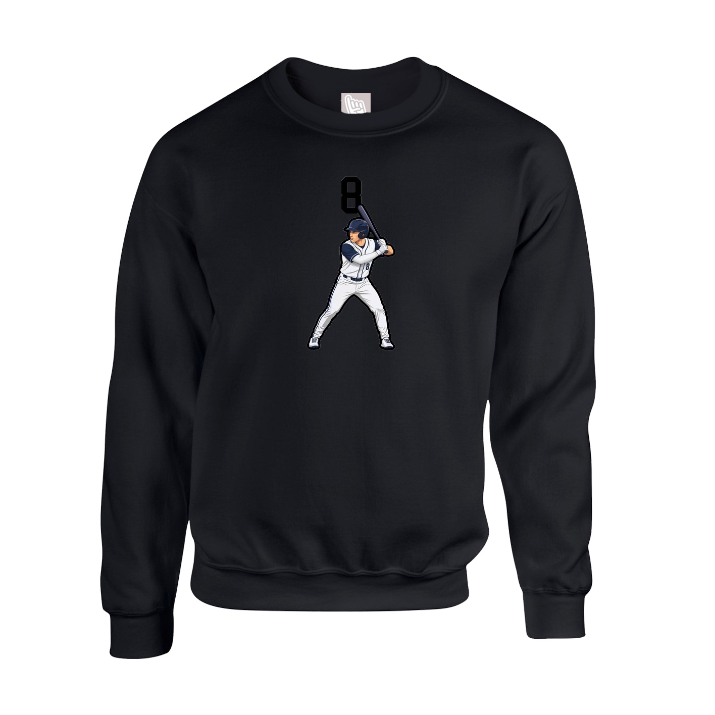 Fleece Crew — Number Top in Black