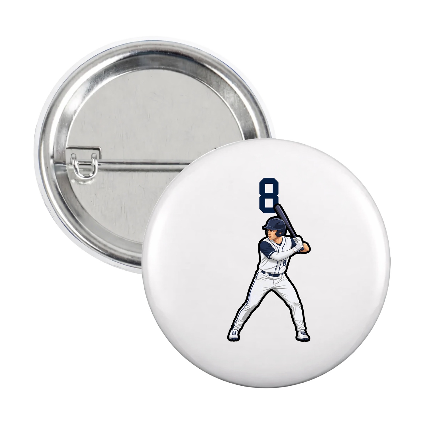 Game Day Button — Number Top in White