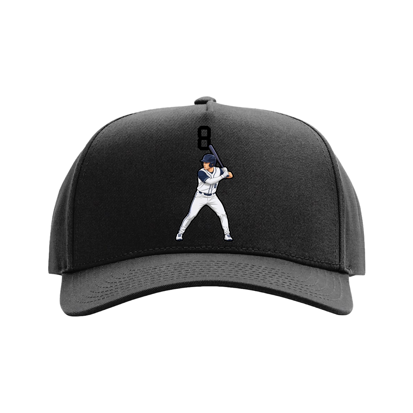 Full Fabric Five-Panel Champ Cap — Number Top in Black