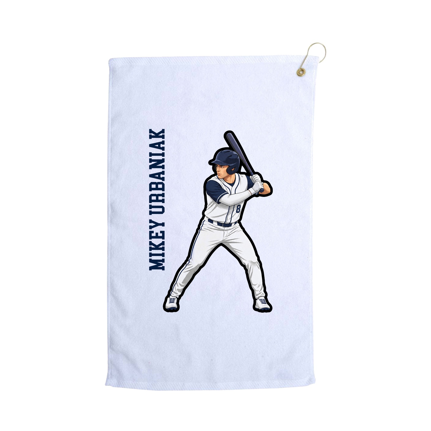 Golf Towel — Name Vertical in White