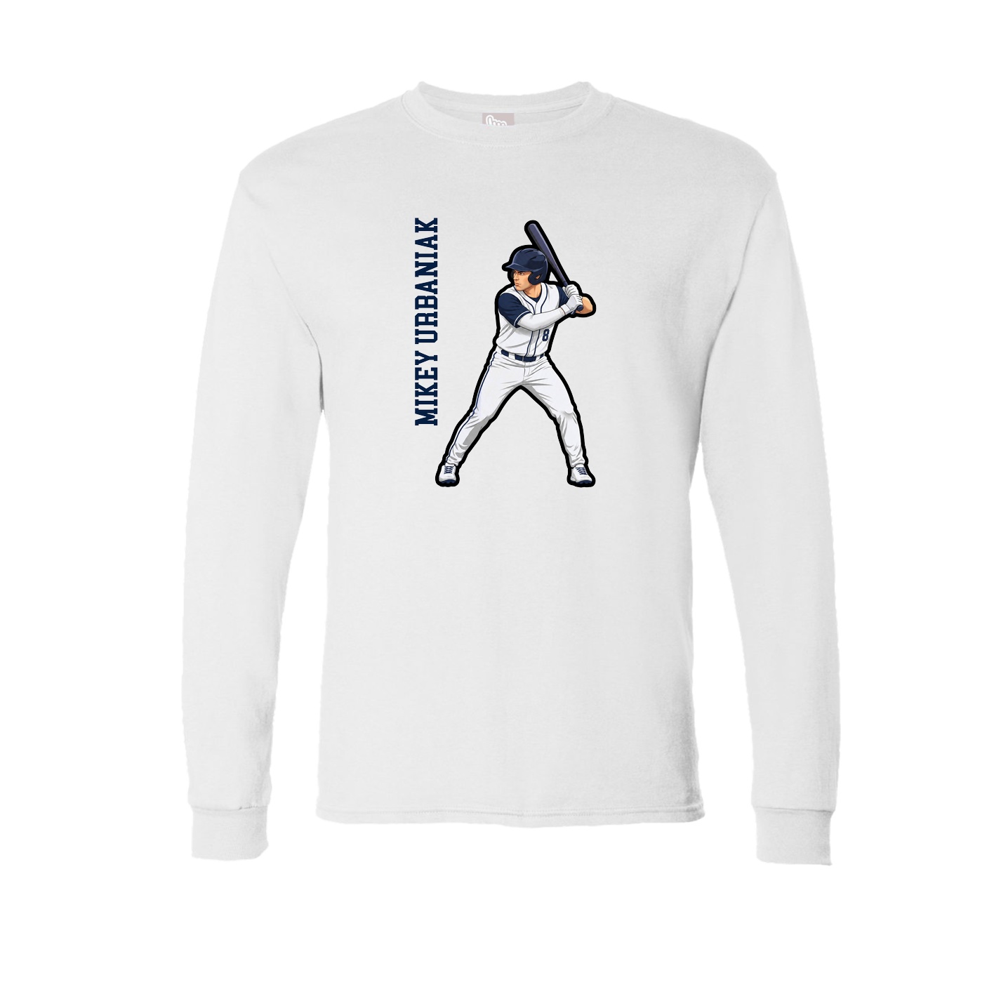 Long Sleeve Tee — Name Vertical in White