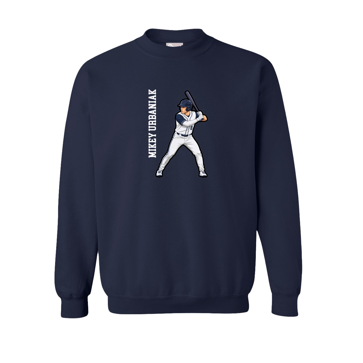 Fleece Crew — Name Vertical in Navy