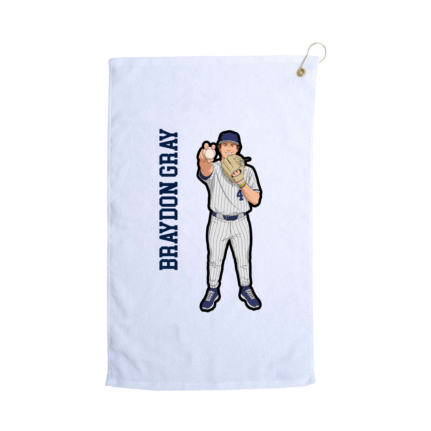 Golf Towel — Name Vertical in White