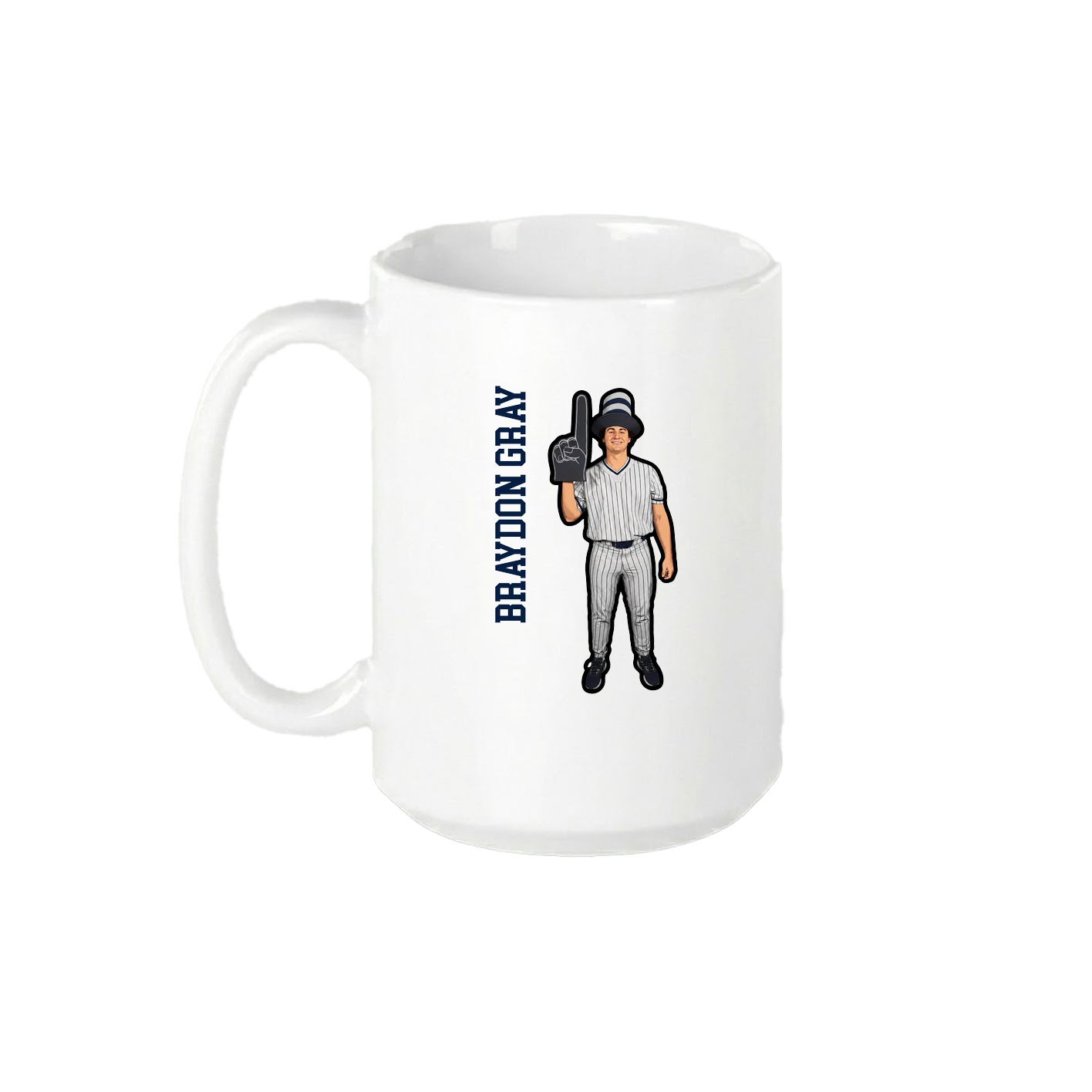 15oz Coffee Mug — Name Vertical in White