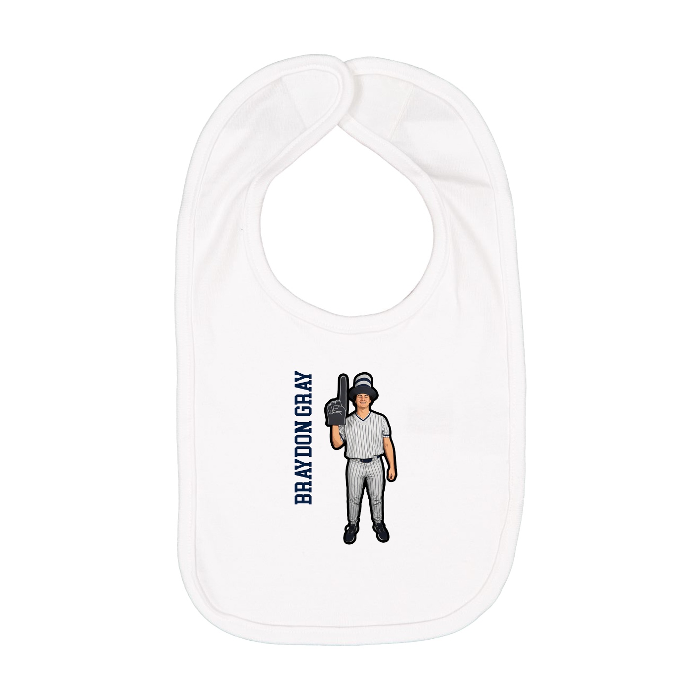 Infant Bib — Name Vertical in White