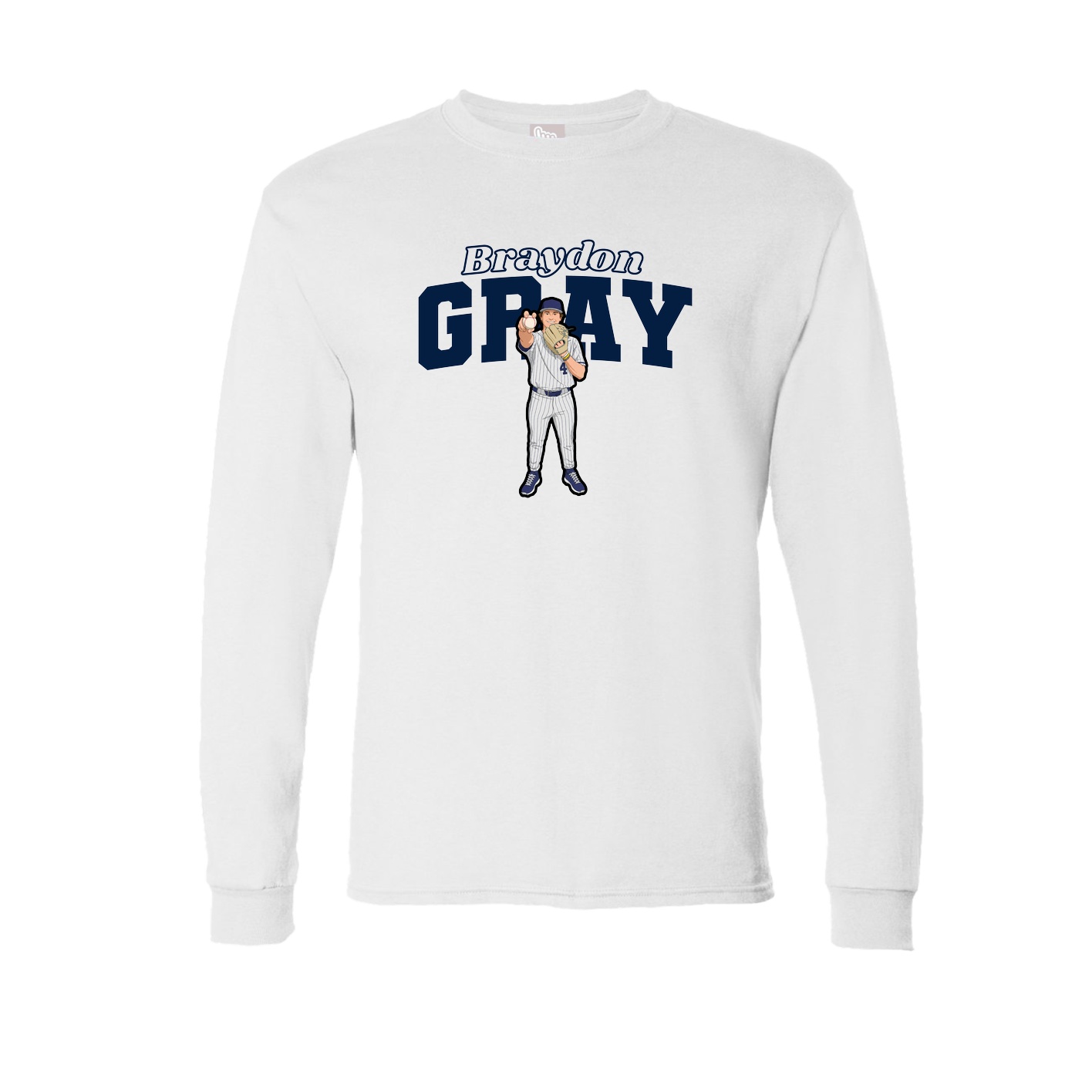 Long Sleeve Tee — Name Arch in White
