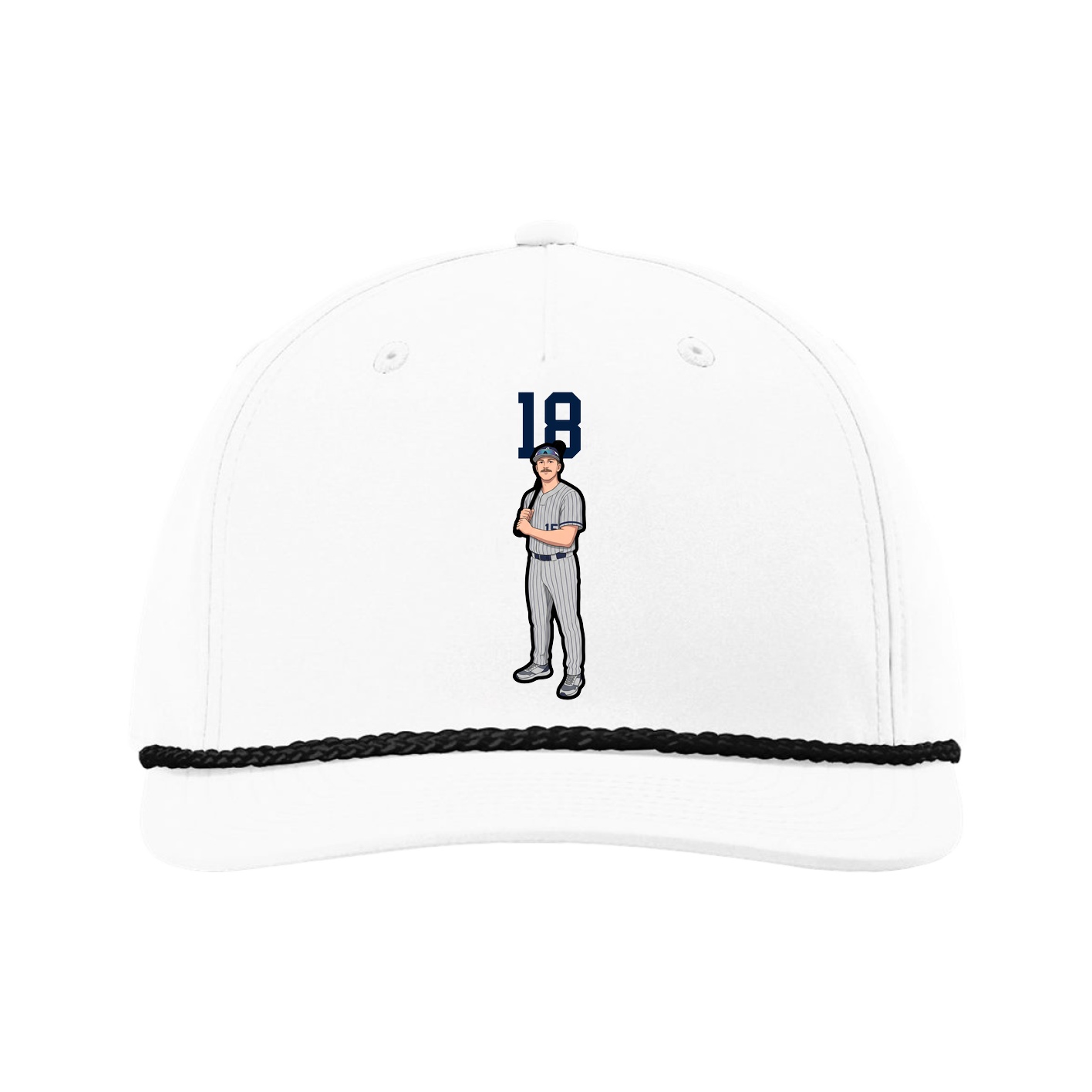Five-Panel Classic Rope Cap — Number Top in White