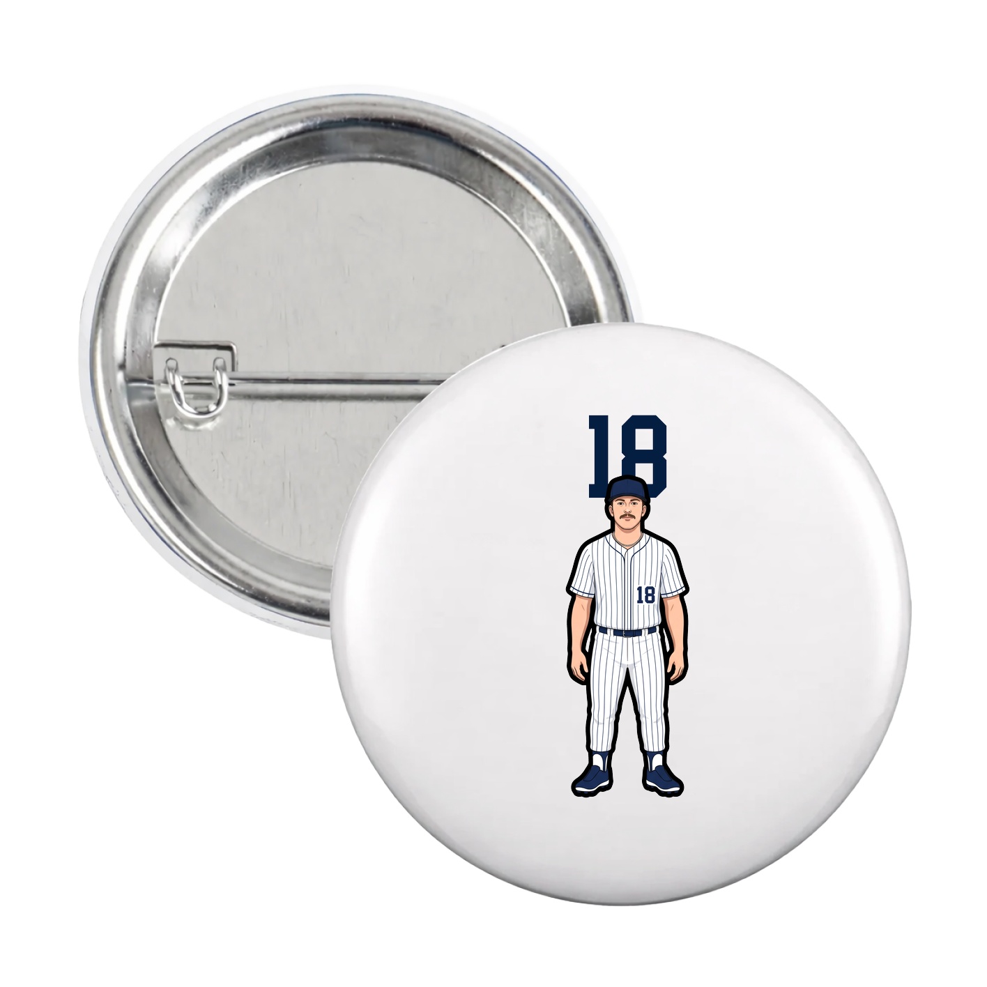 Game Day Button — Number Top in White