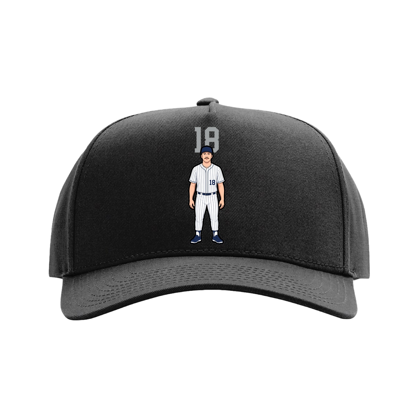 Full Fabric Five-Panel Champ Cap — Number Top in Black