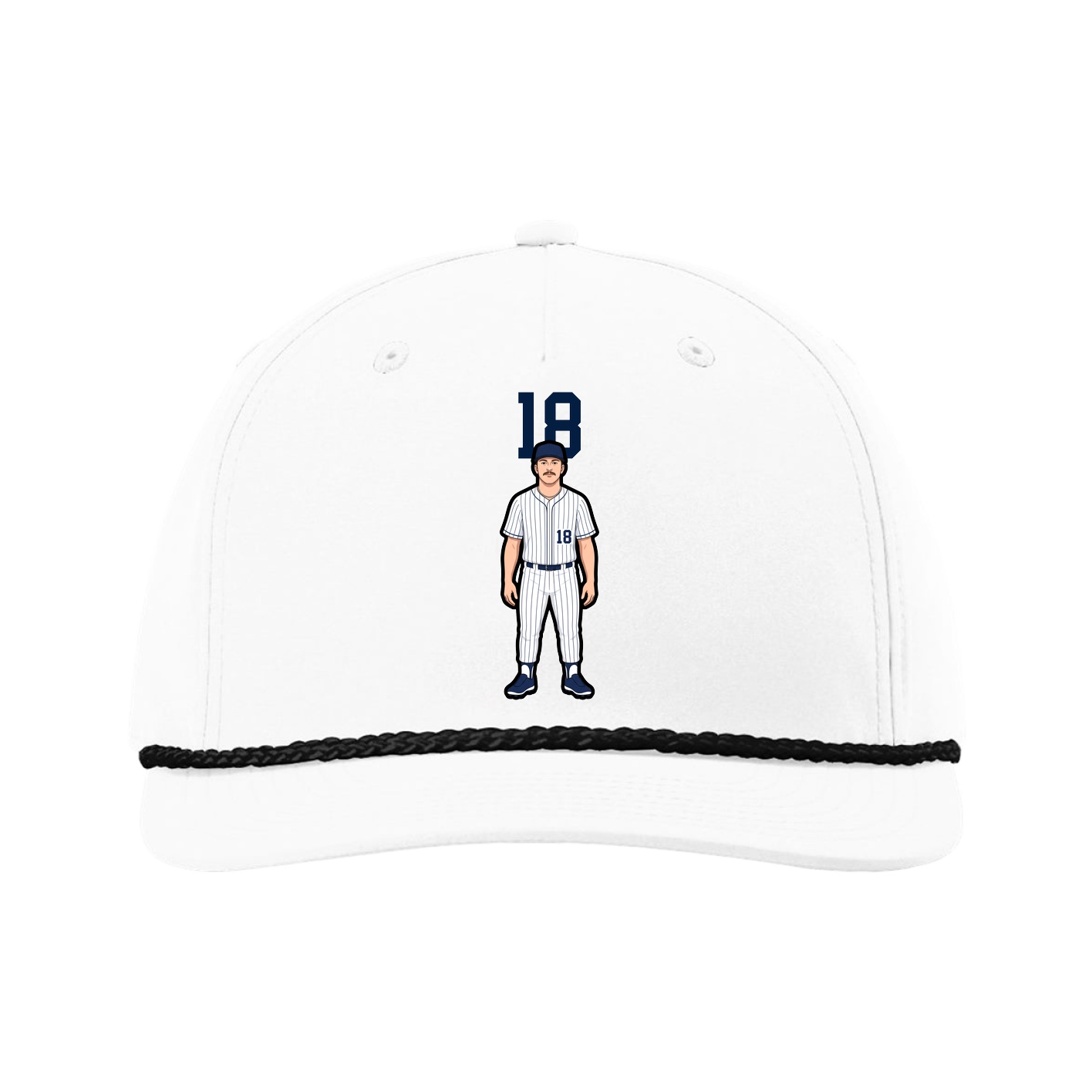 Five-Panel Classic Rope Cap — Number Top in White
