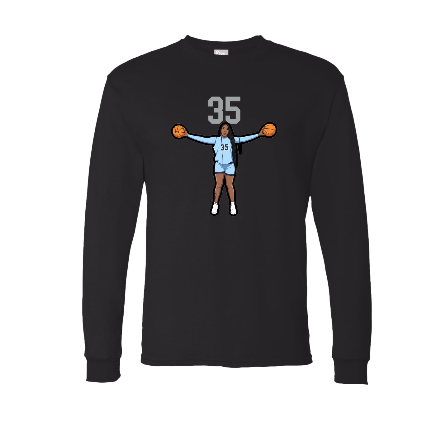Long Sleeve Tee — Number Top in Black