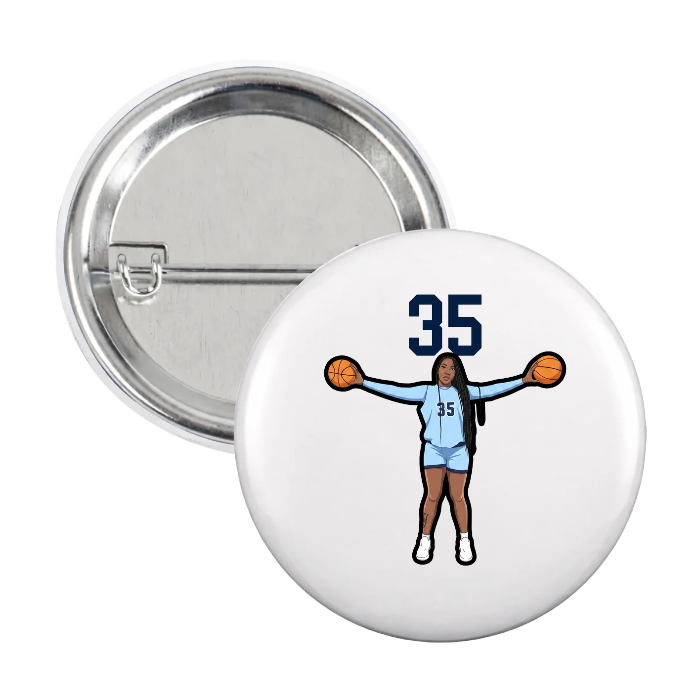 Game Day Button — Number Top in White