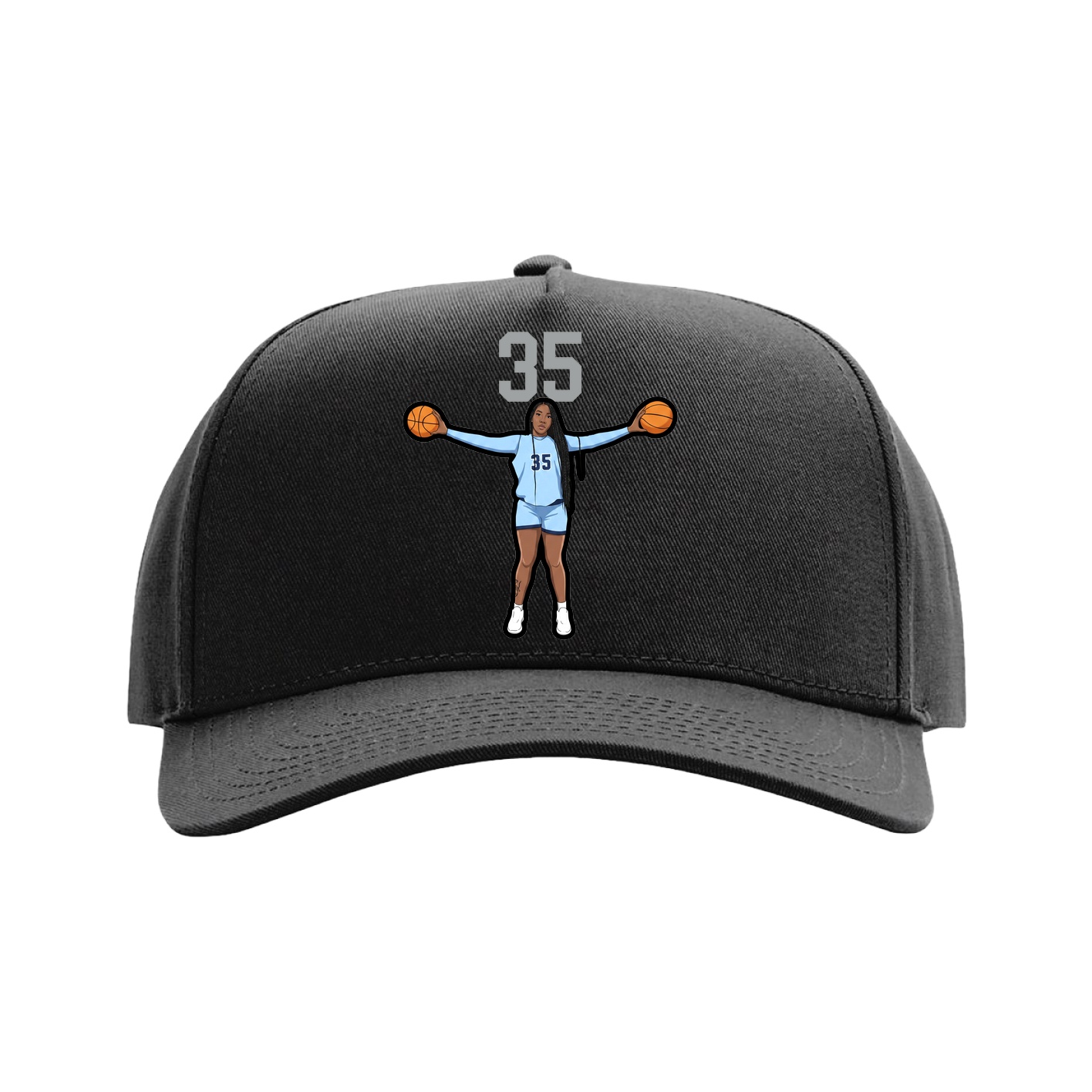 Full Fabric Five-Panel Champ Cap — Number Top in Black