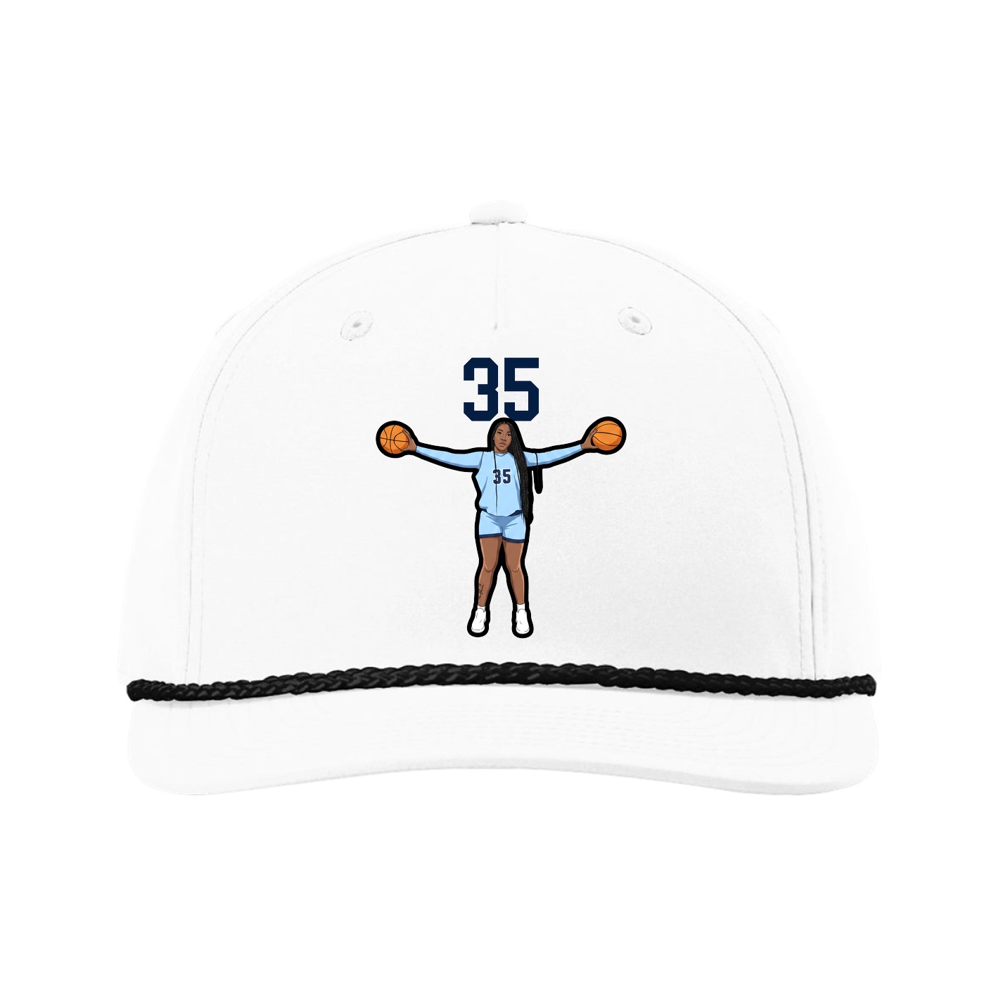 Five-Panel Classic Rope Cap — Number Top in White