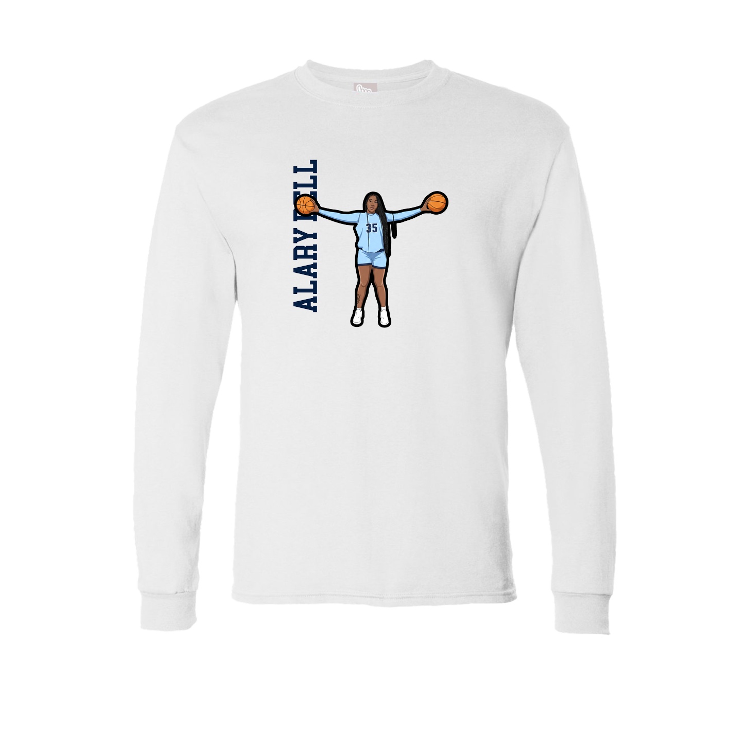 Long Sleeve Tee — Name Vertical in White