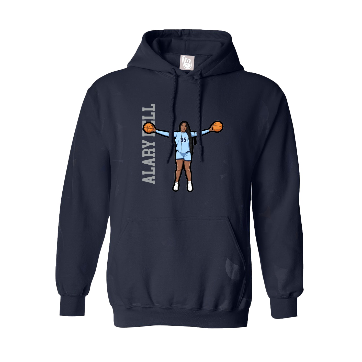Hoodie — Name Vertical in Navy