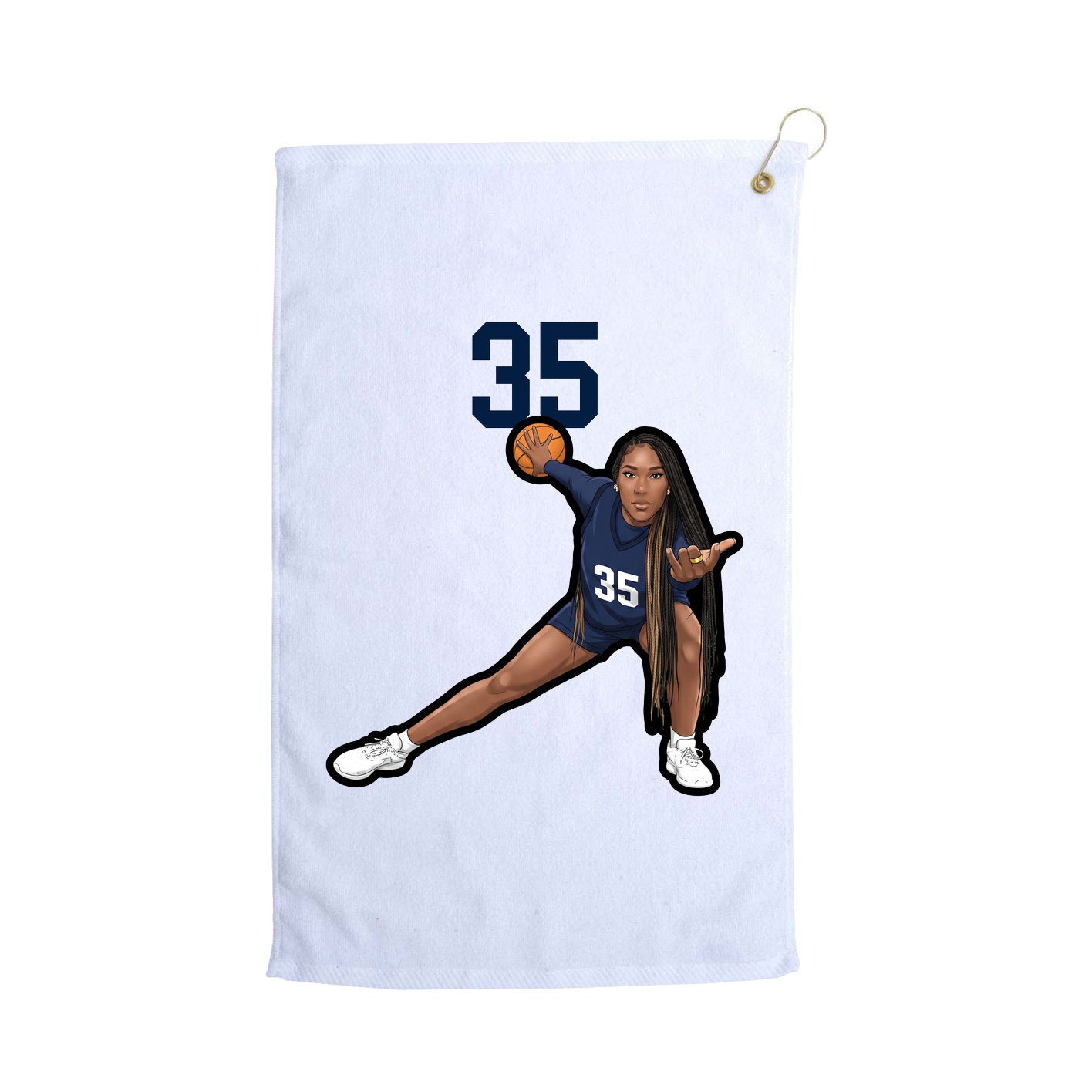Golf Towel — Number Top in White