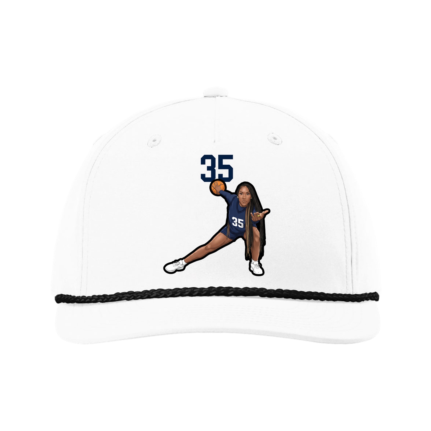 Five-Panel Classic Rope Cap — Number Top in White