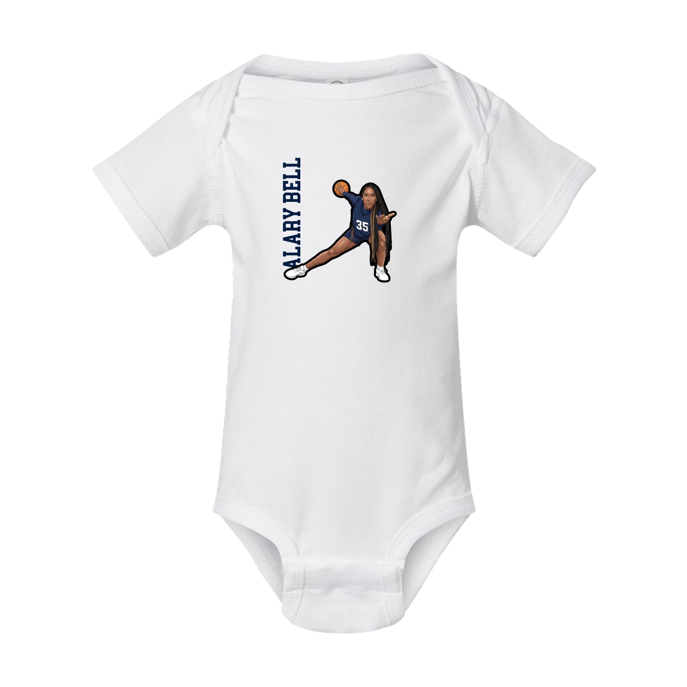 Baby Onesie — Name Vertical in White