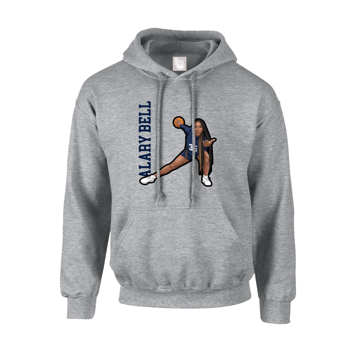 Youth Hoodie — Name Vertical in Grey