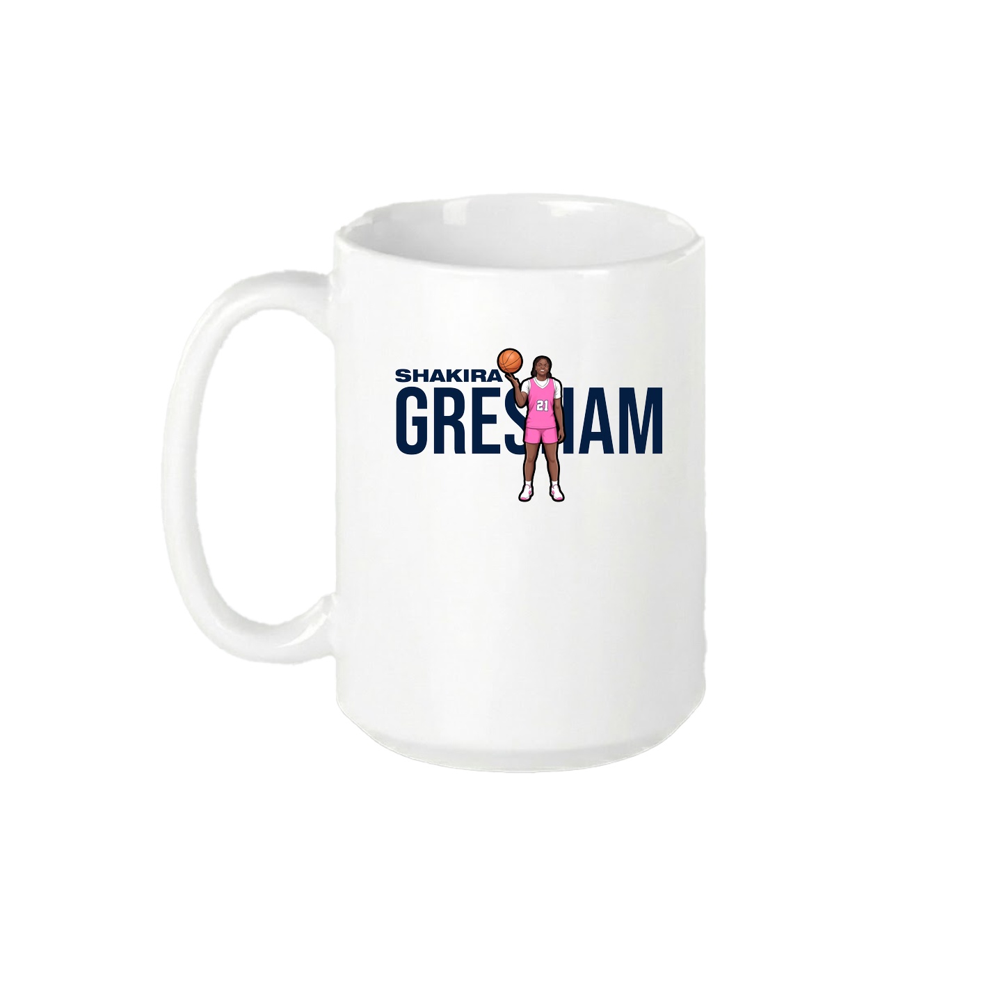 15oz Coffee Mug — Player Name in White