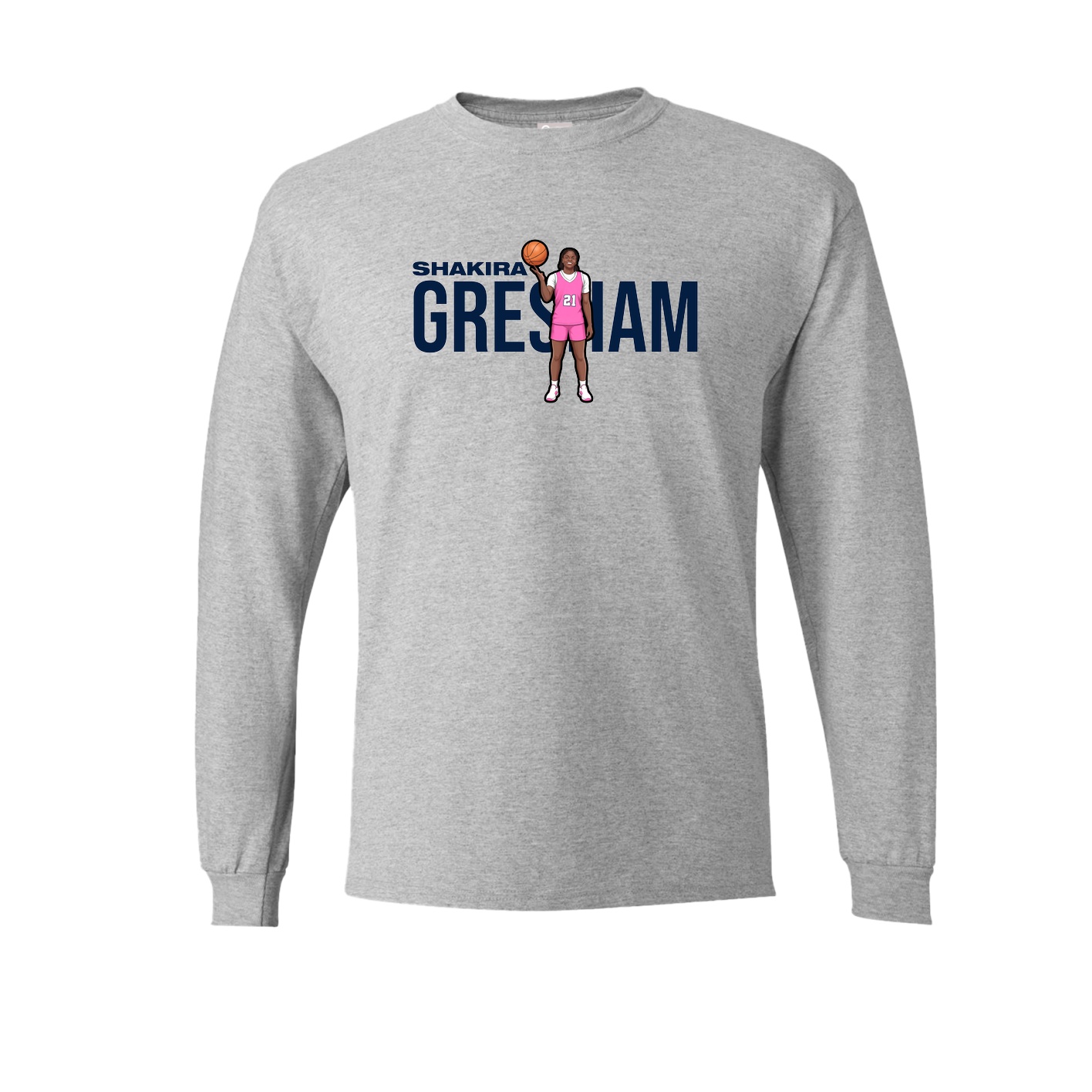 Long Sleeve Tee — Player Name in Grey