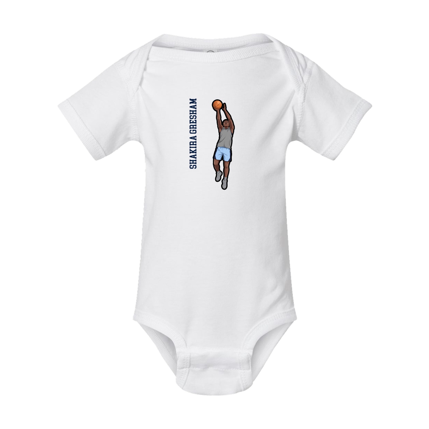 Baby Onesie — Name Vertical in White