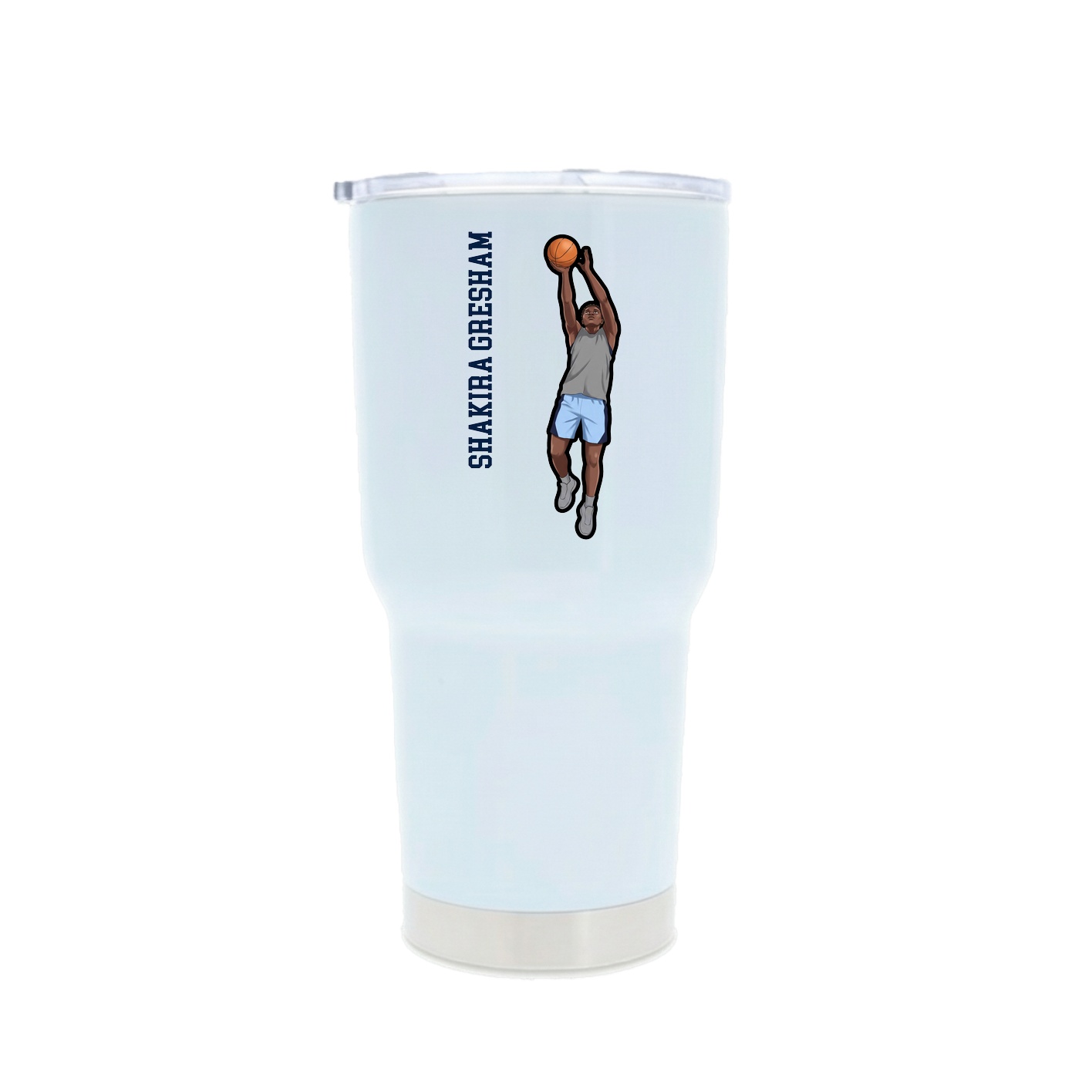 30oz Stainless Steel Tumbler — Name Vertical in White
